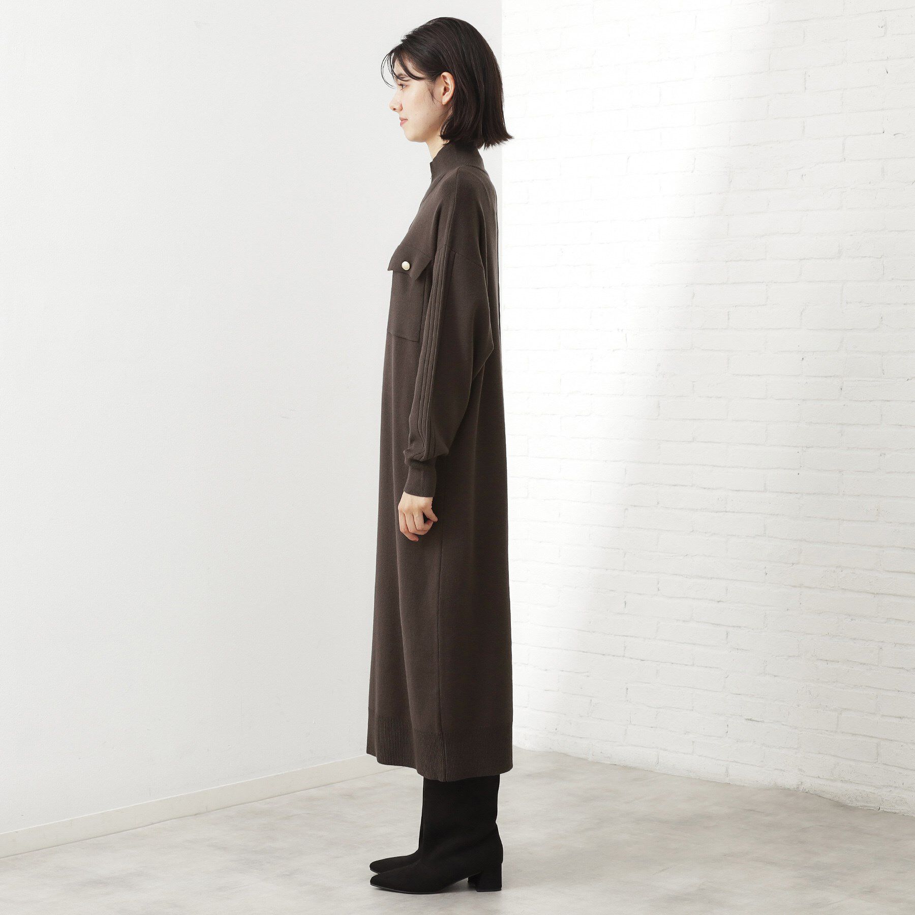 THE SHOP TK「1枚でこなれ見え ハーフZIPワンピース【毛玉になりにくい/静電気防止/洗濯機OK】」|ワンピース|