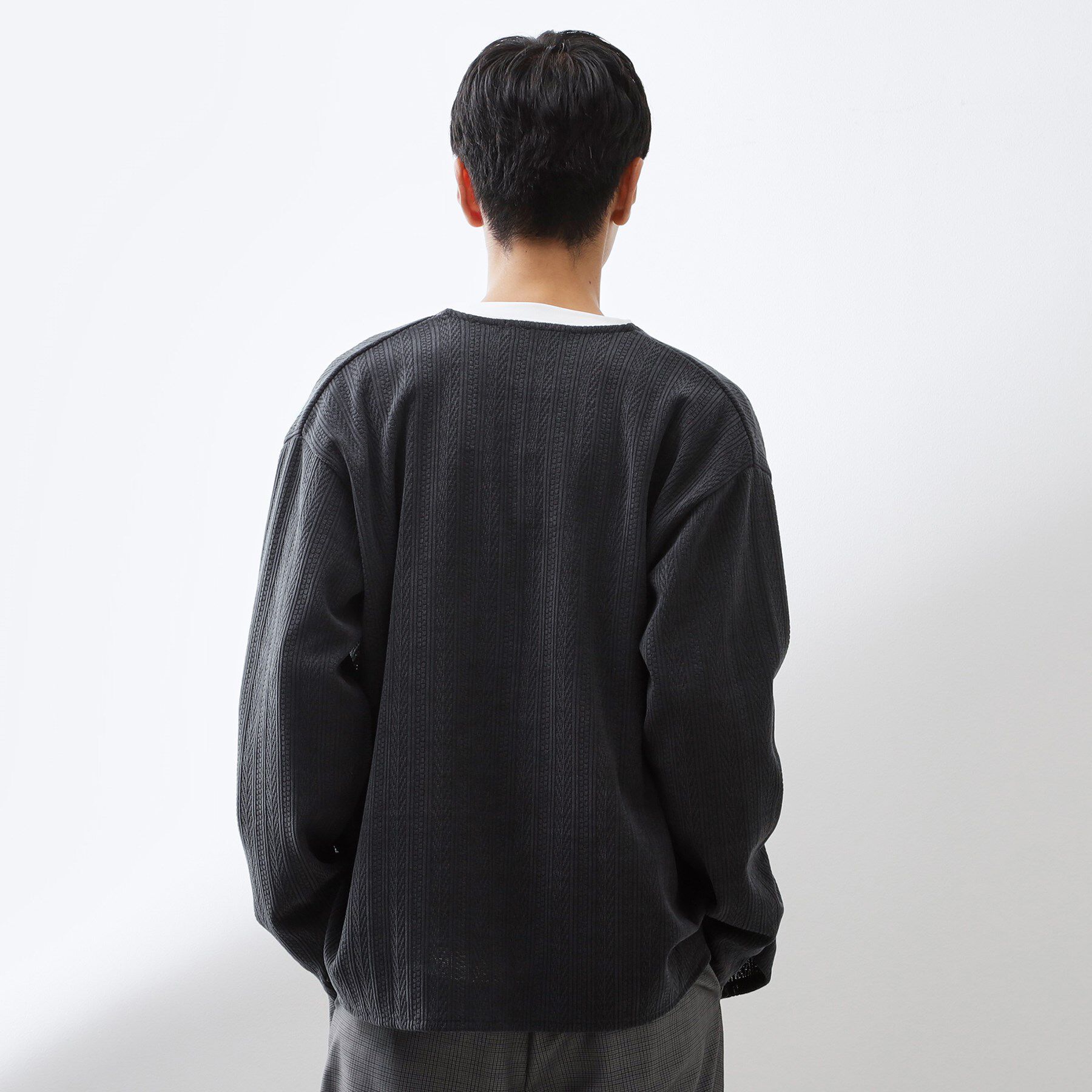 THE SHOP TK「【セットでお買い得！】モールニットカーディガン＋長袖Tシャツ　洗濯機OK/吸水速乾・毛玉になりにくい」|カーディガン|