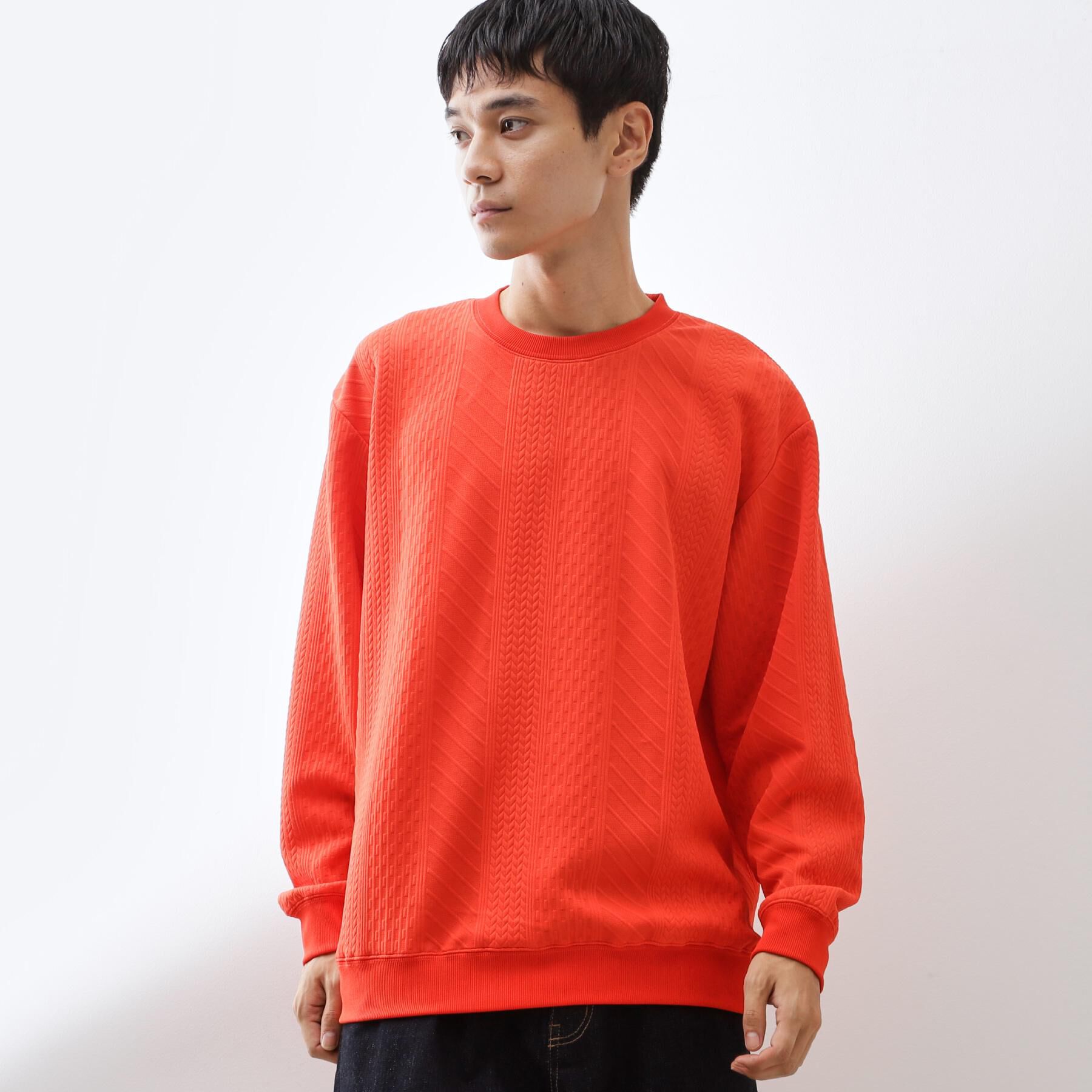 THE SHOP TK「【無地に飽きた方へ】ふくれジャカードスウェット　洗濯機OK/6色展開/ユニセックスでおすすめ！」|パーカー|オレンジ(067)