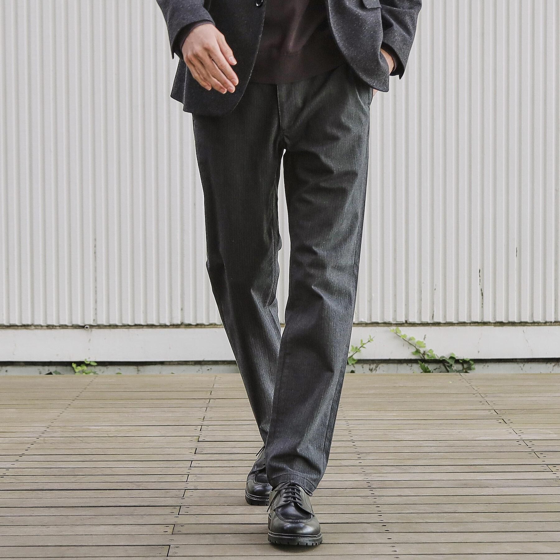 THE SHOP TK「7DAYSヘリンボンパンツ WARM【裏起毛/ストレッチ/洗濯機OK】」|その他|チャコールグレー(0