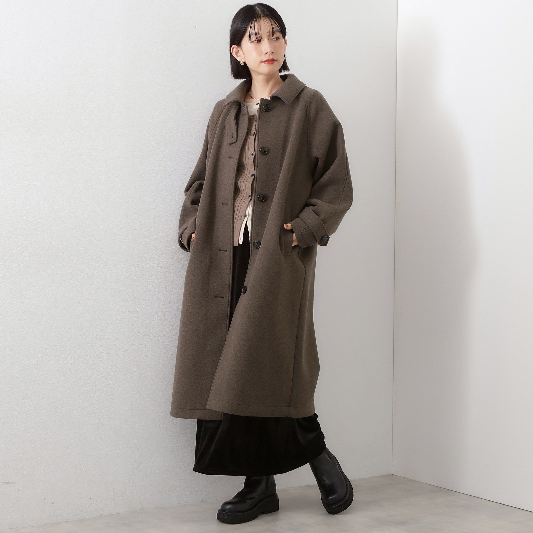 THE SHOP TK「ジャージメルトンスタンドカラーコート」|その他|ブラウン(044)