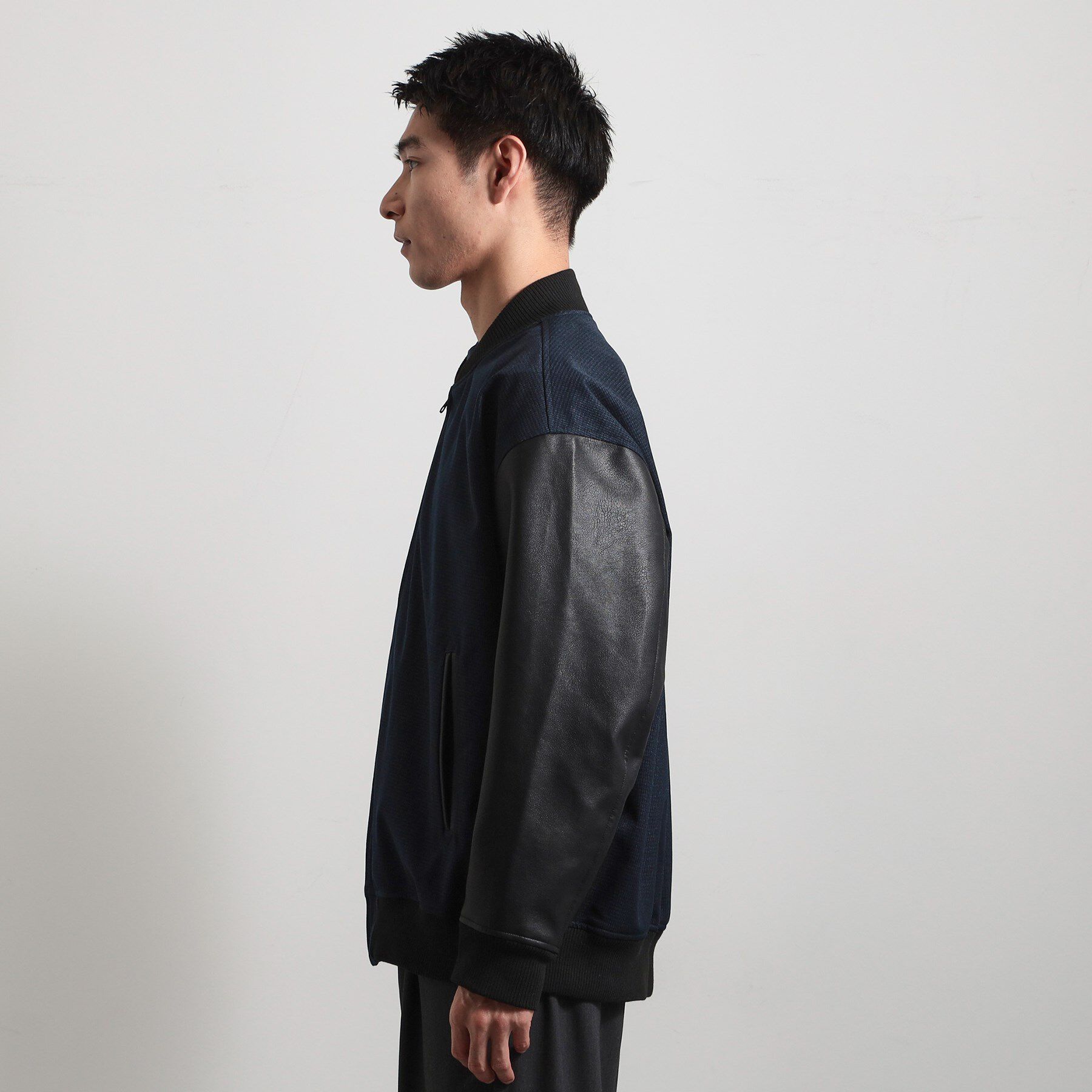 THE SHOP TK「【1ランク上の大人カジュアルに】異素材コンビ リブブルゾン」|ブルゾン・スタジャン|