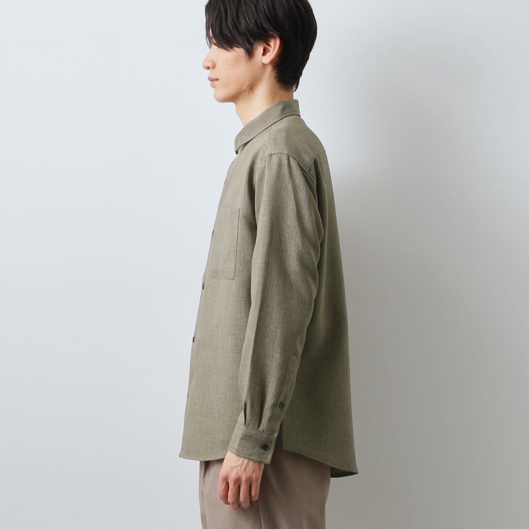 THE SHOP TK「【LINO FINE】リネンライク 長袖シャツ UVカット/イージーケア/吸水速乾/洗濯機OK」|シャツ・ブラウス|