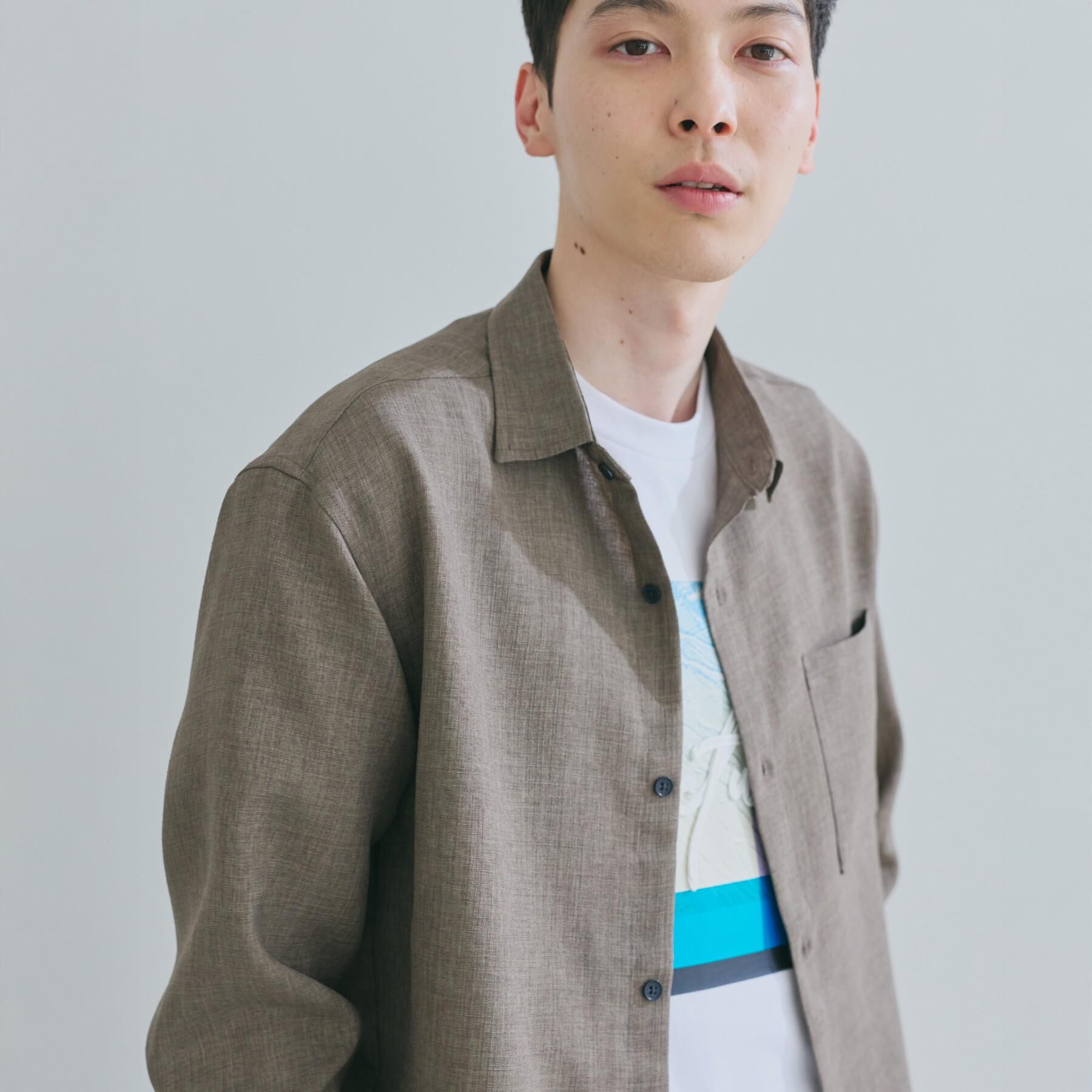 THE SHOP TK「【LINO FINE】リネンライク 長袖シャツ UVカット/イージーケア/吸水速乾/洗濯機OK」|シャツ・ブラウス|