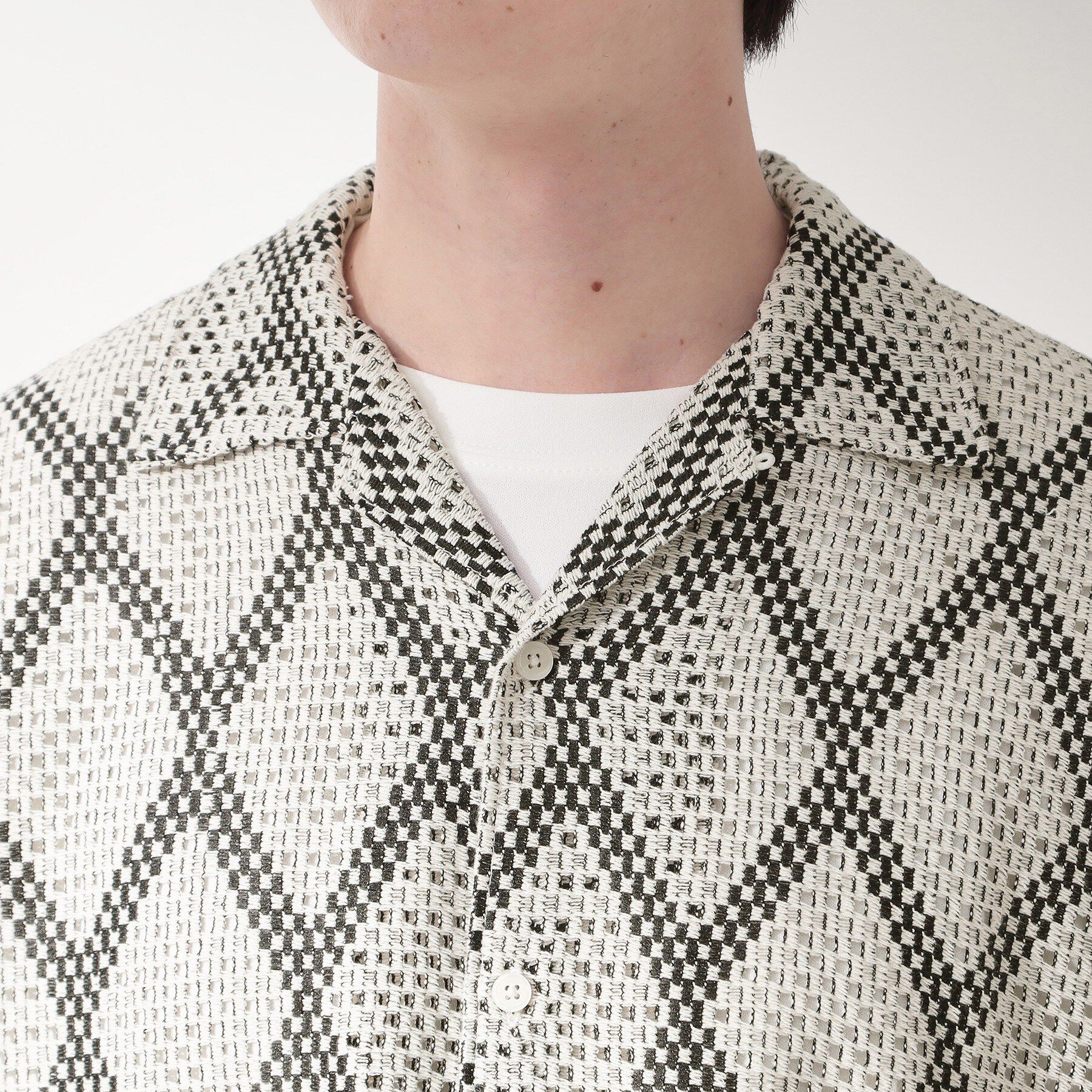 THE SHOP TK「アーガイル柄 レース半袖シャツ 洗濯機OK」|シャツ・ブラウス|
