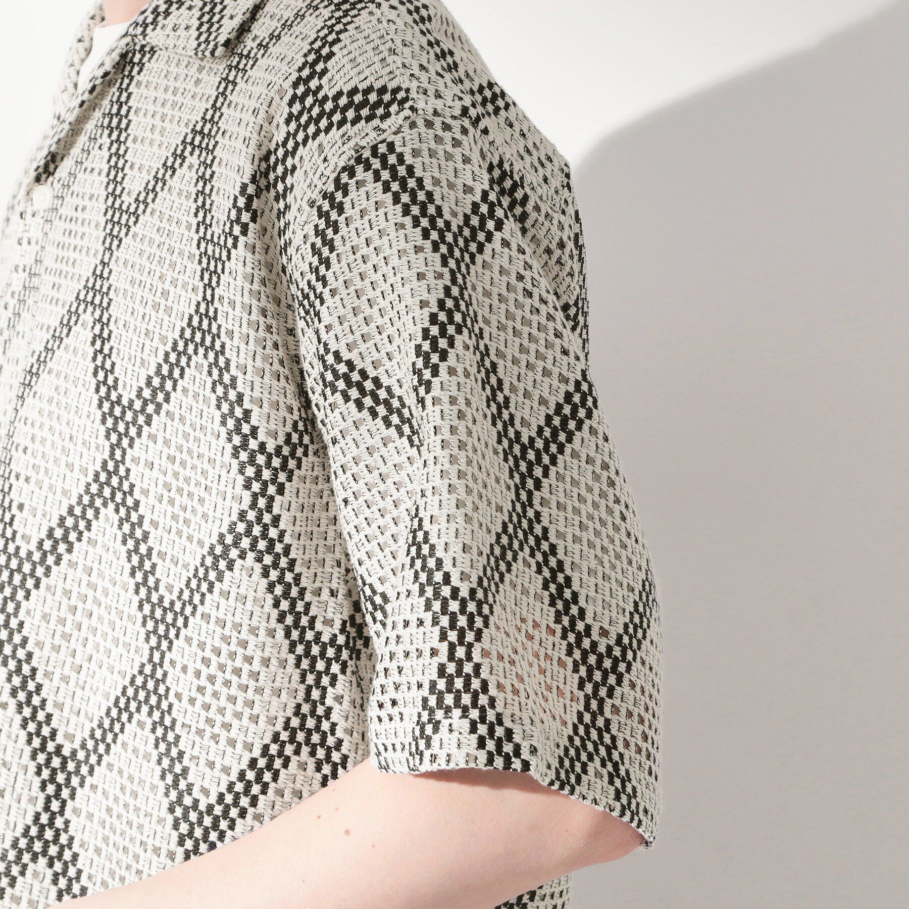 THE SHOP TK「アーガイル柄 レース半袖シャツ 洗濯機OK」|シャツ・ブラウス|