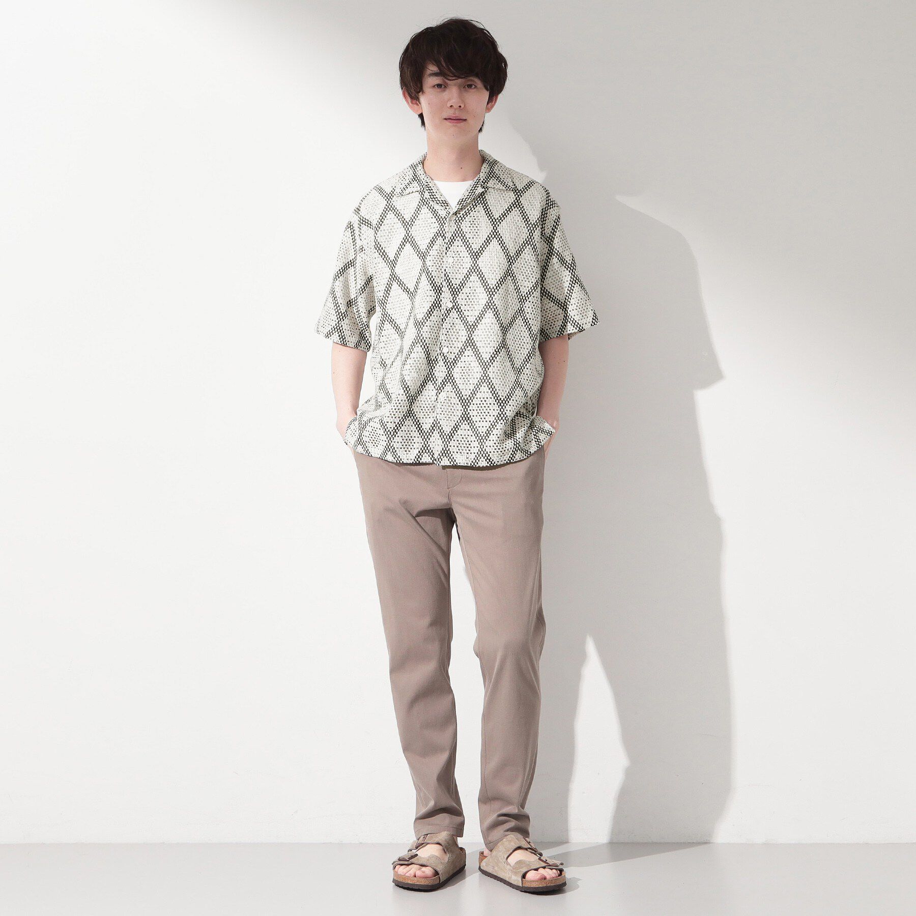 THE SHOP TK「アーガイル柄 レース半袖シャツ 洗濯機OK」|シャツ・ブラウス|