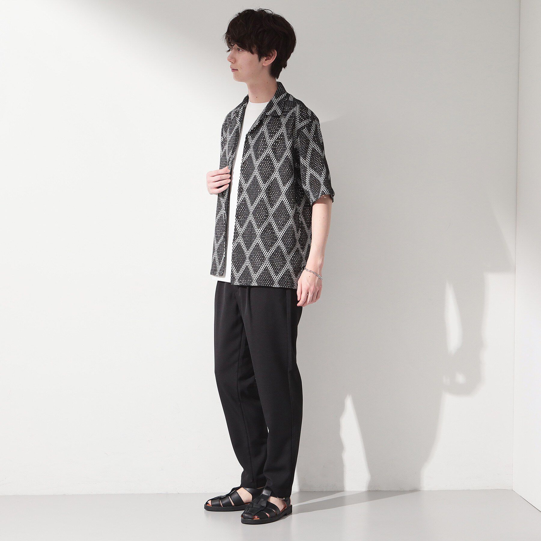 THE SHOP TK「アーガイル柄 レース半袖シャツ 洗濯機OK」|シャツ・ブラウス|