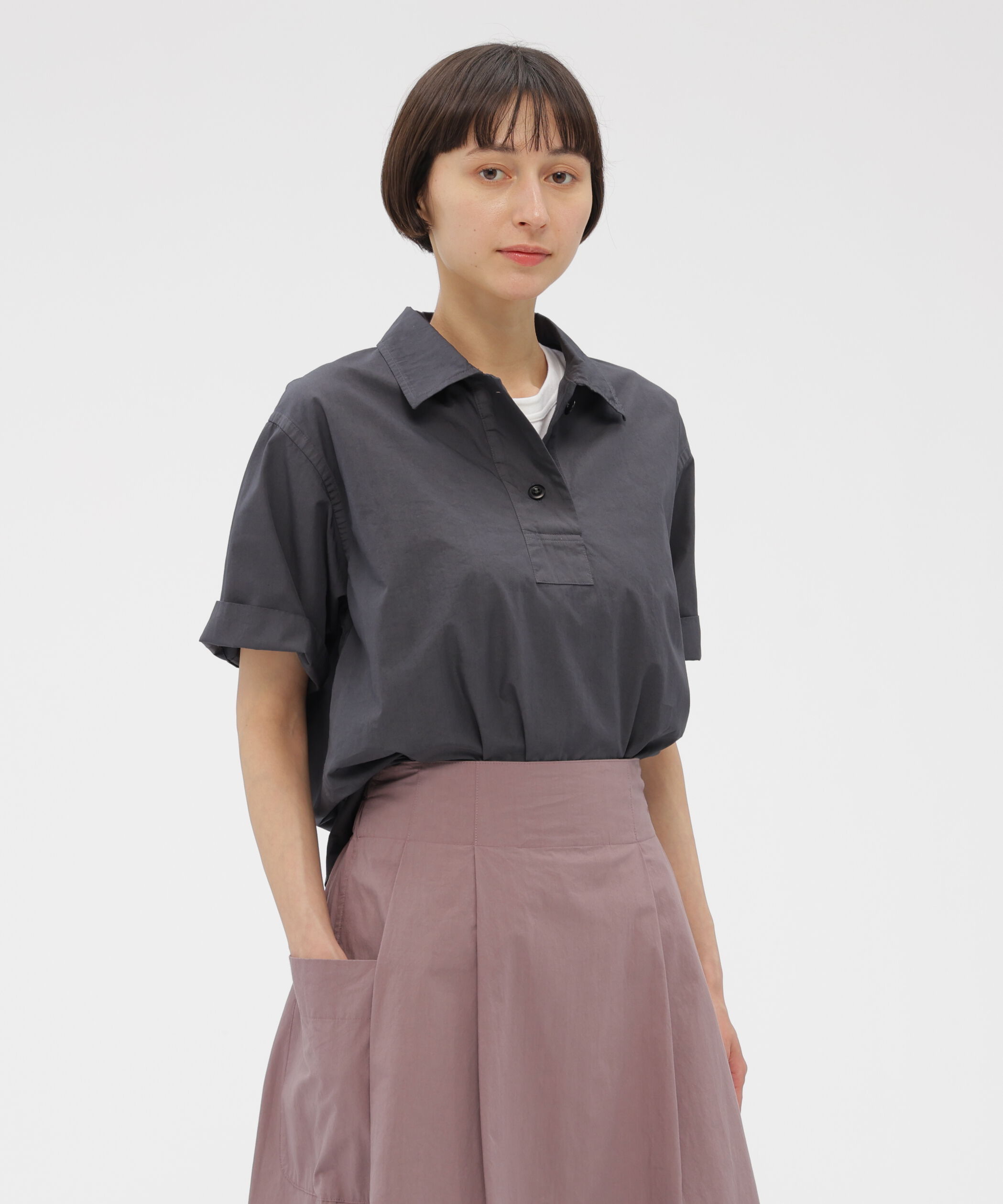 MHL.「COMPACT COTTON POPLIN SHIRT」|シャツ・ブラウス|MID GREY2