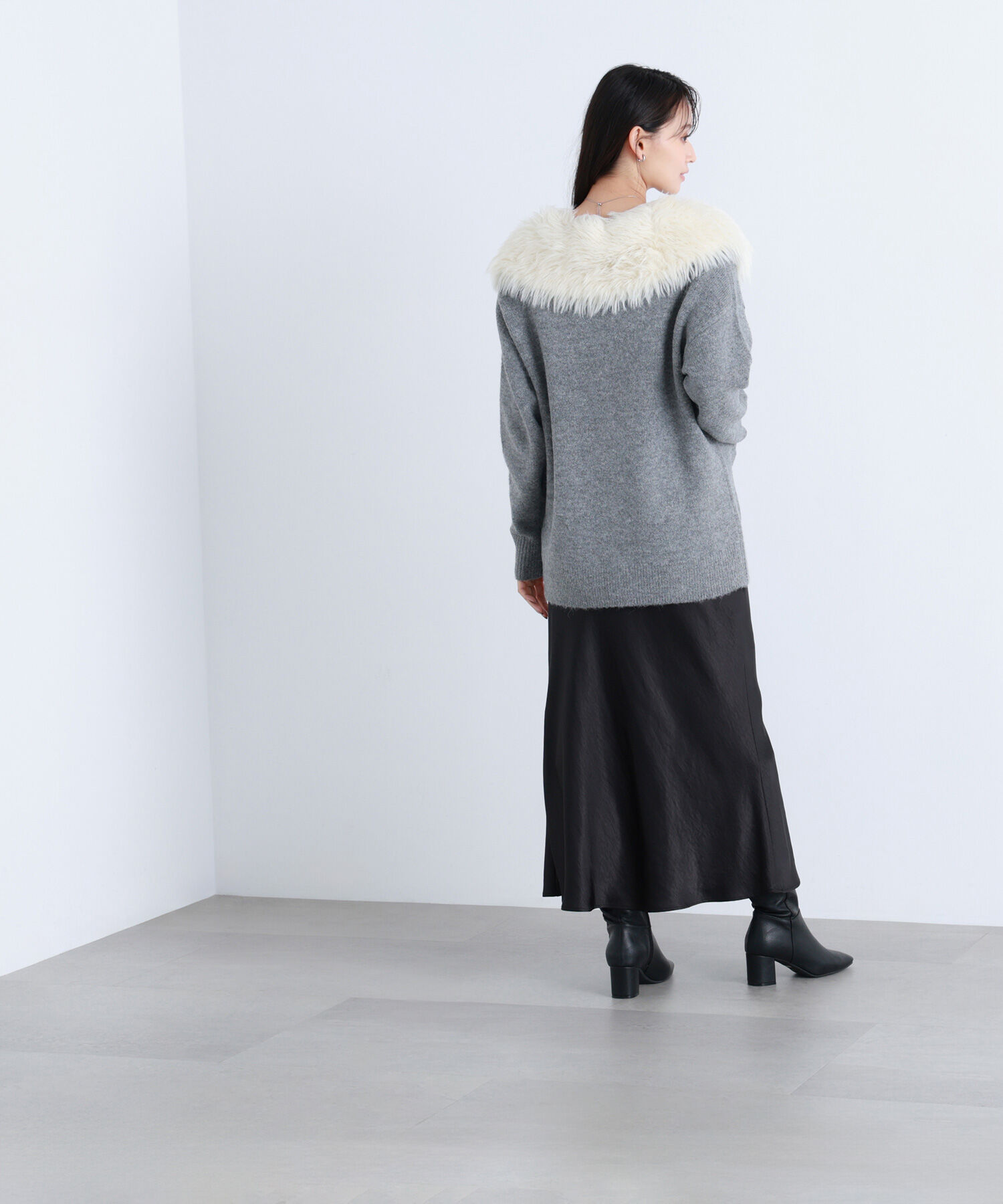  「フェイクファー付ボクシーカーディガン」|ニット・セーター|