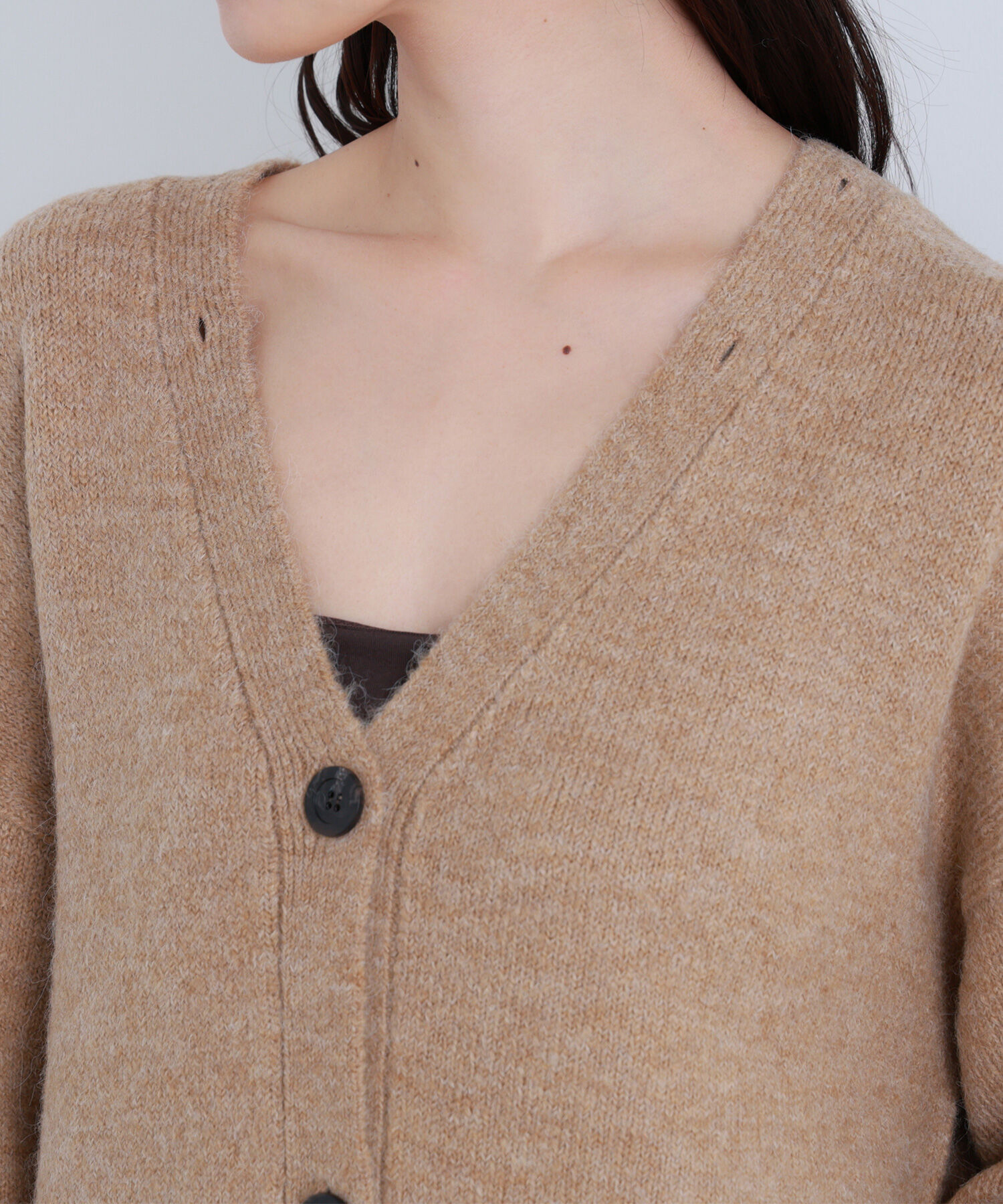  「フェイクファー付ボクシーカーディガン」|ニット・セーター|