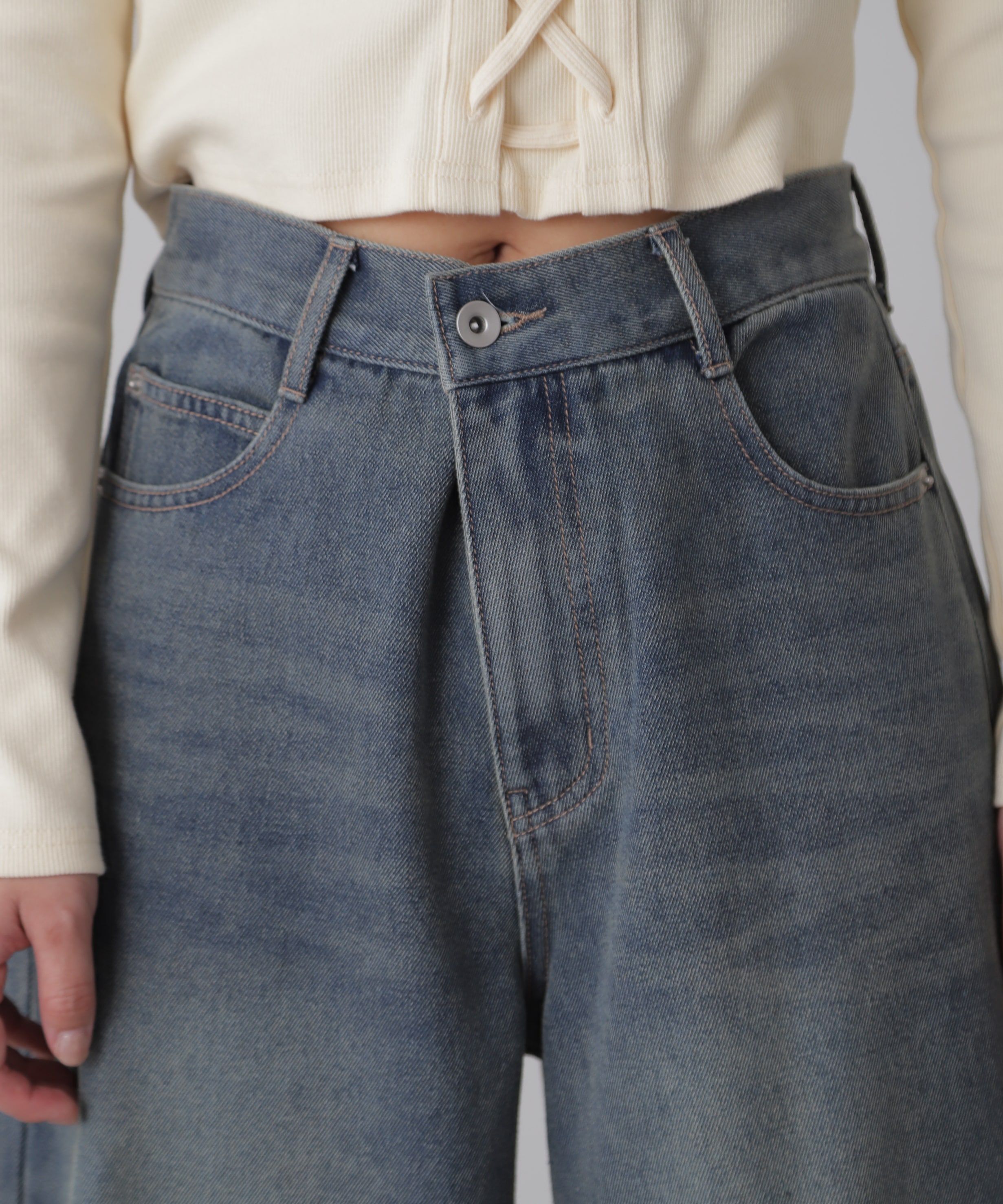  「裾ボタン2wayバギーデニムパンツ」|その他|