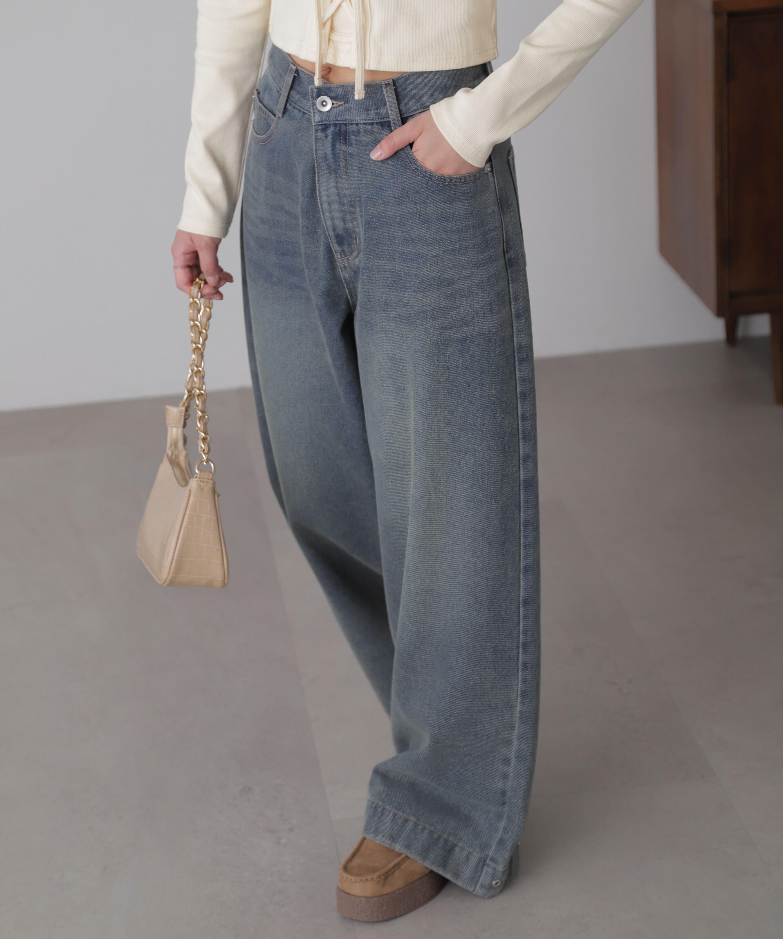  「裾ボタン2wayバギーデニムパンツ」|その他|