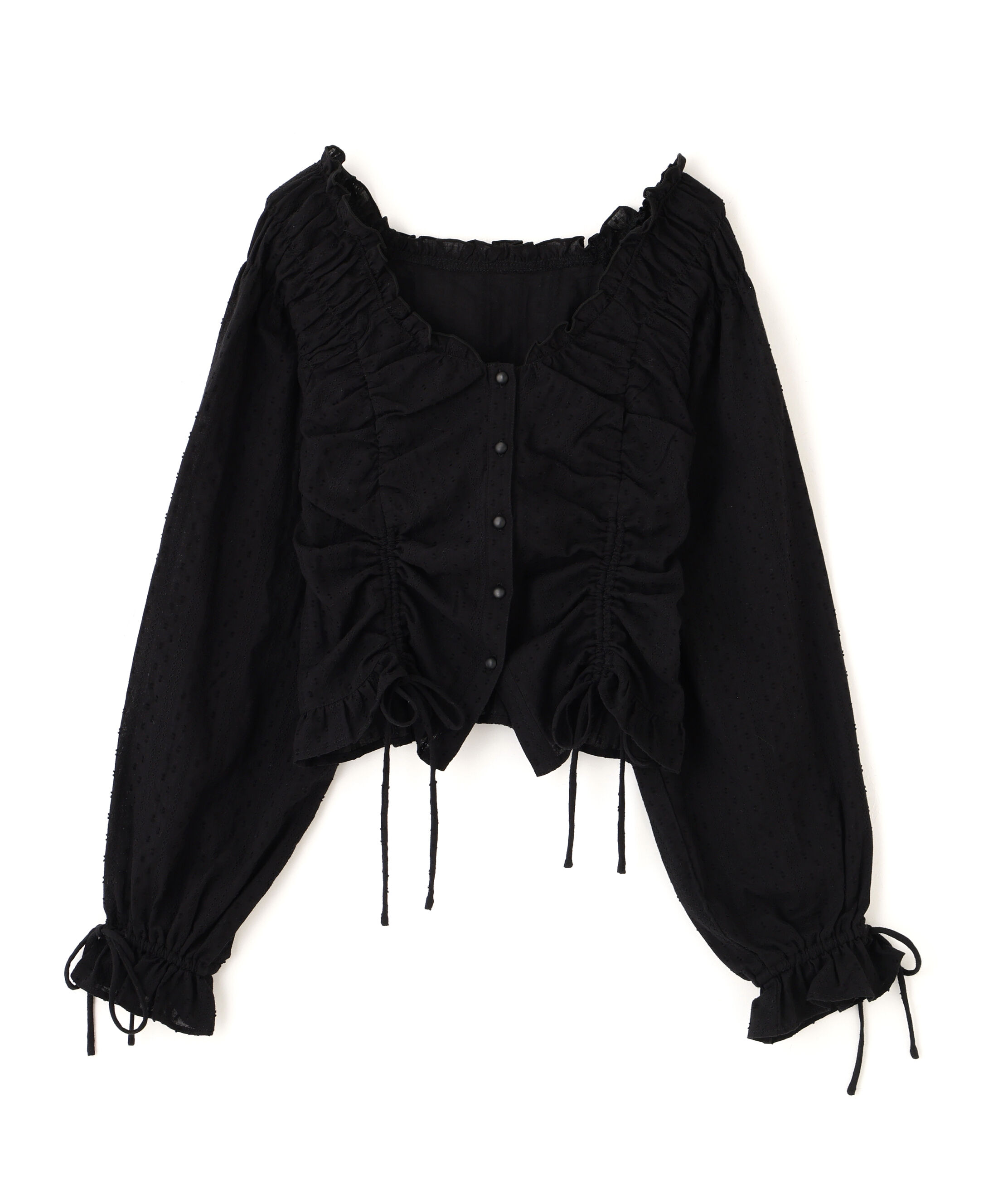  「ドロストリボン長袖ブラウス」|シャツ・ブラウス|