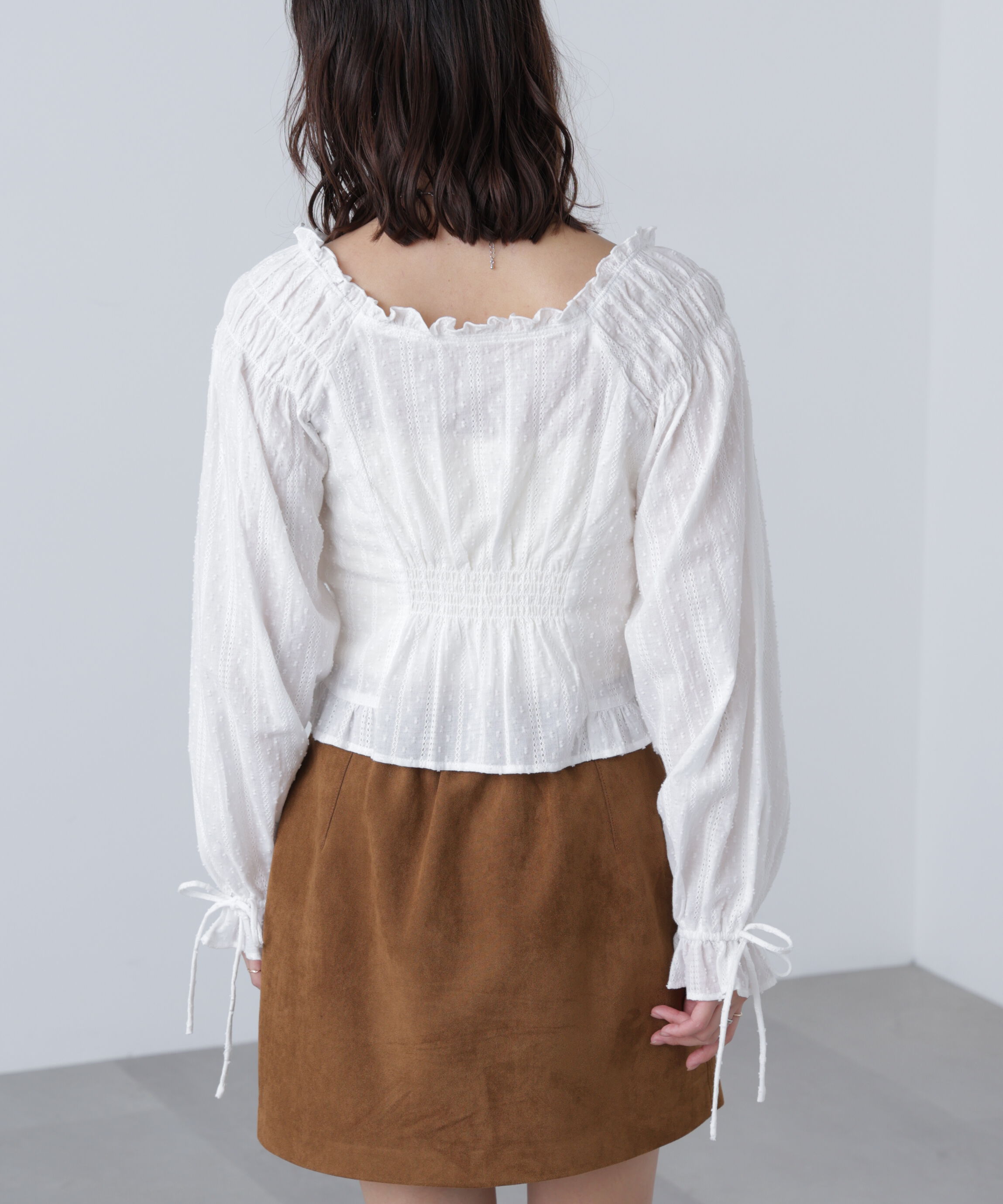  「ドロストリボン長袖ブラウス」|シャツ・ブラウス|