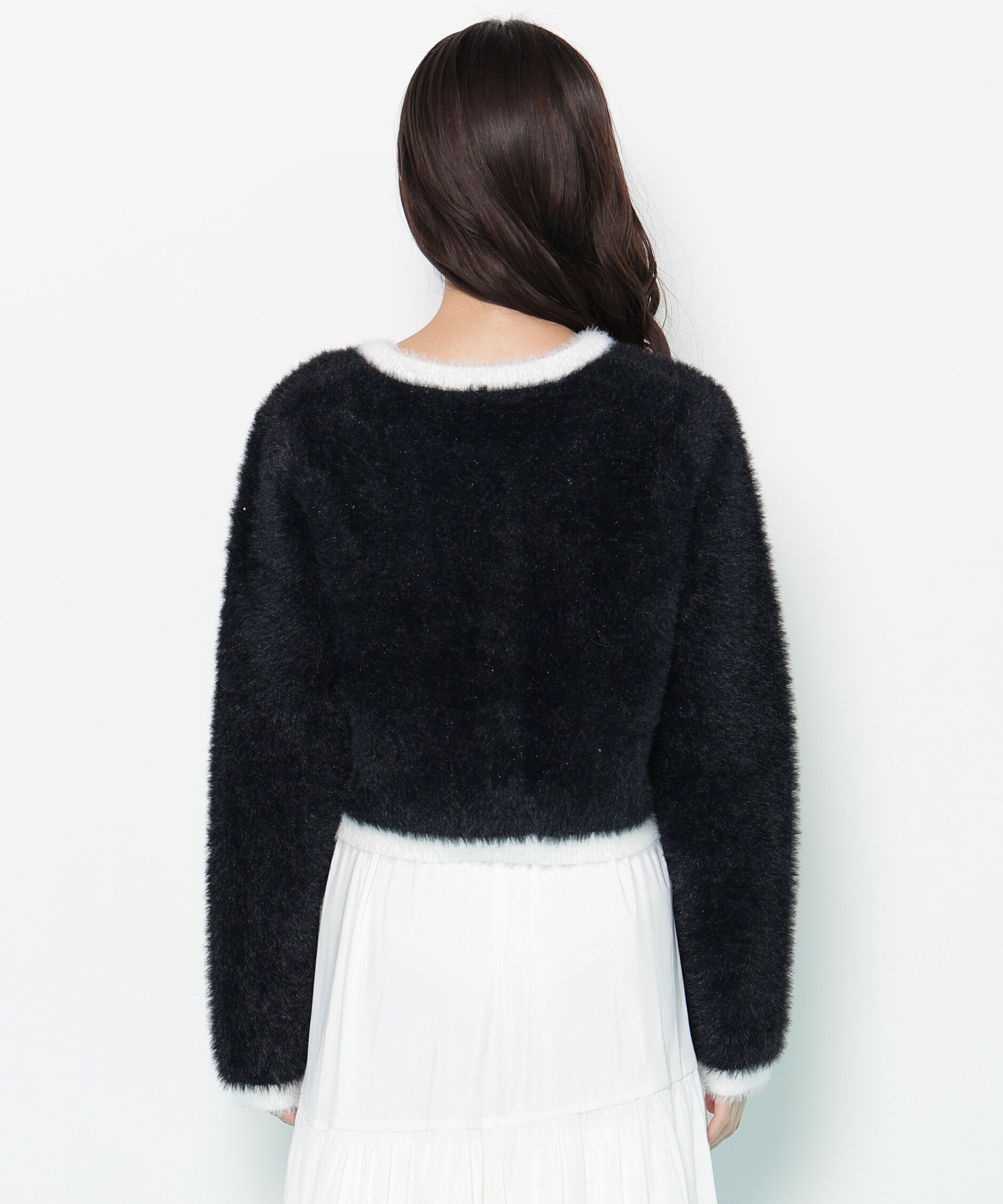  「スパンコールフェザーニットジャケット」|ニット・セーター|