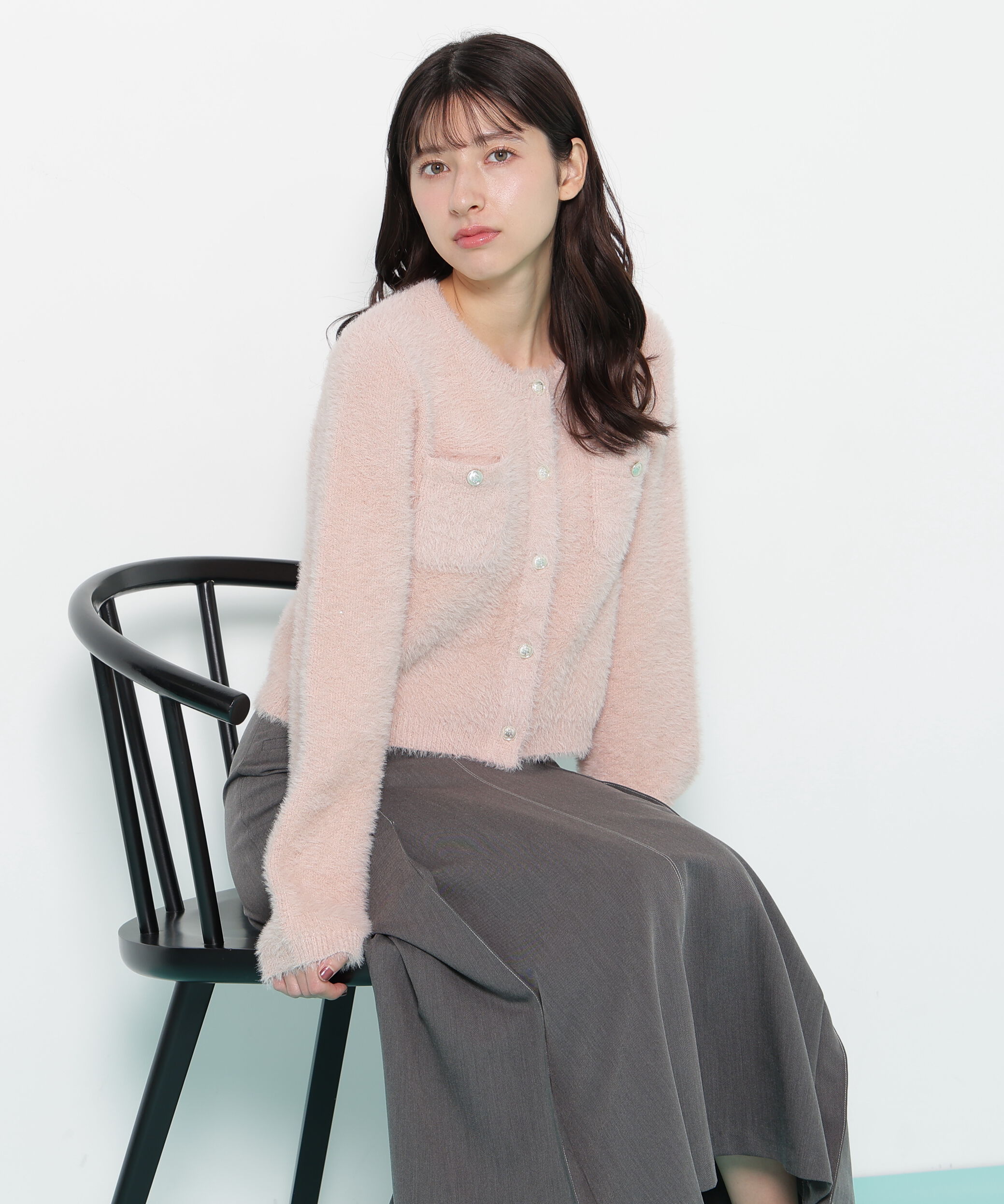  「スパンコールフェザーニットジャケット」|ニット・セーター|