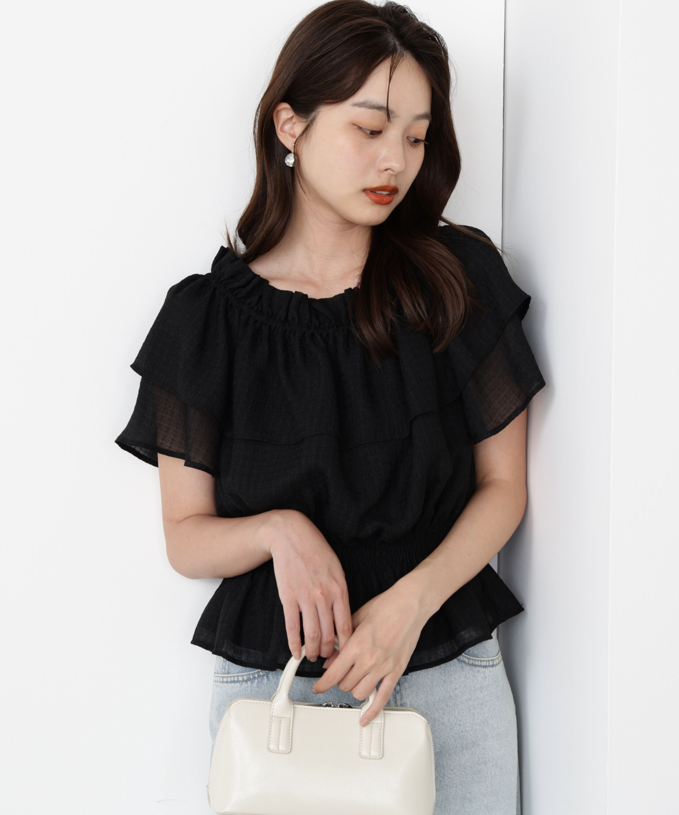 PROPORTION BODY DRESSING「＜ウォッシャブル＞2wayギャザーペプラムブラウス」|シャツ・ブラウス|