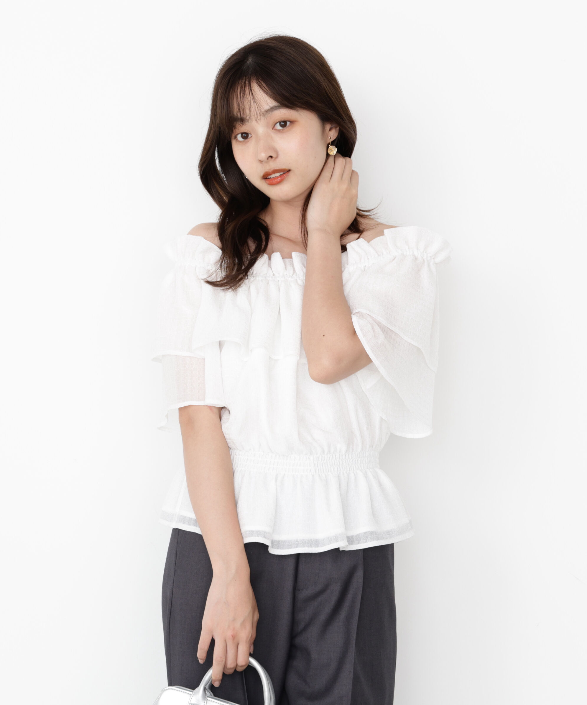 PROPORTION BODY DRESSING「＜ウォッシャブル＞2wayギャザーペプラムブラウス」|シャツ・ブラウス|