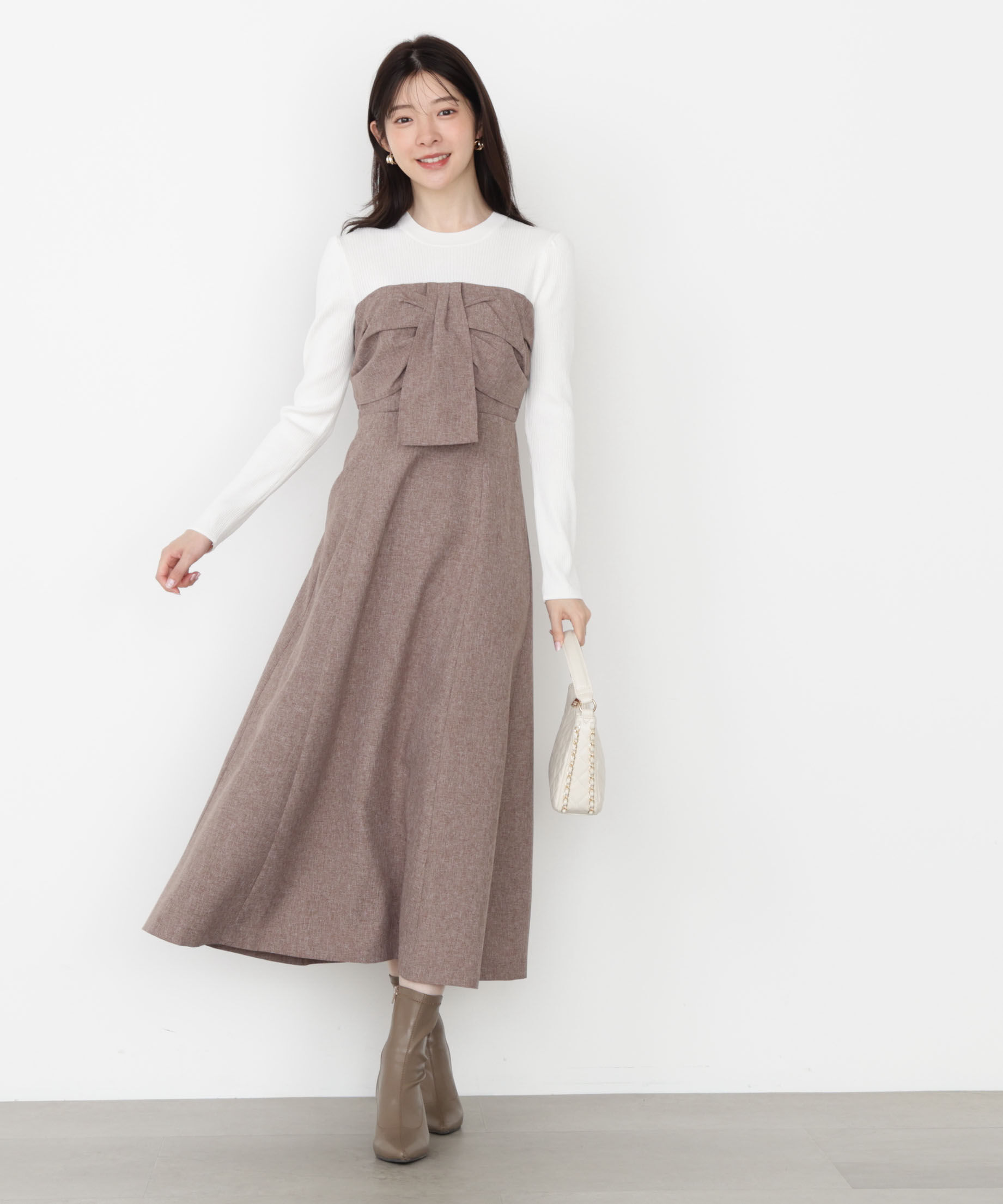 PROPORTION BODY DRESSING「フロントリボンドッキングワンピース 25AW」|ワンピース|