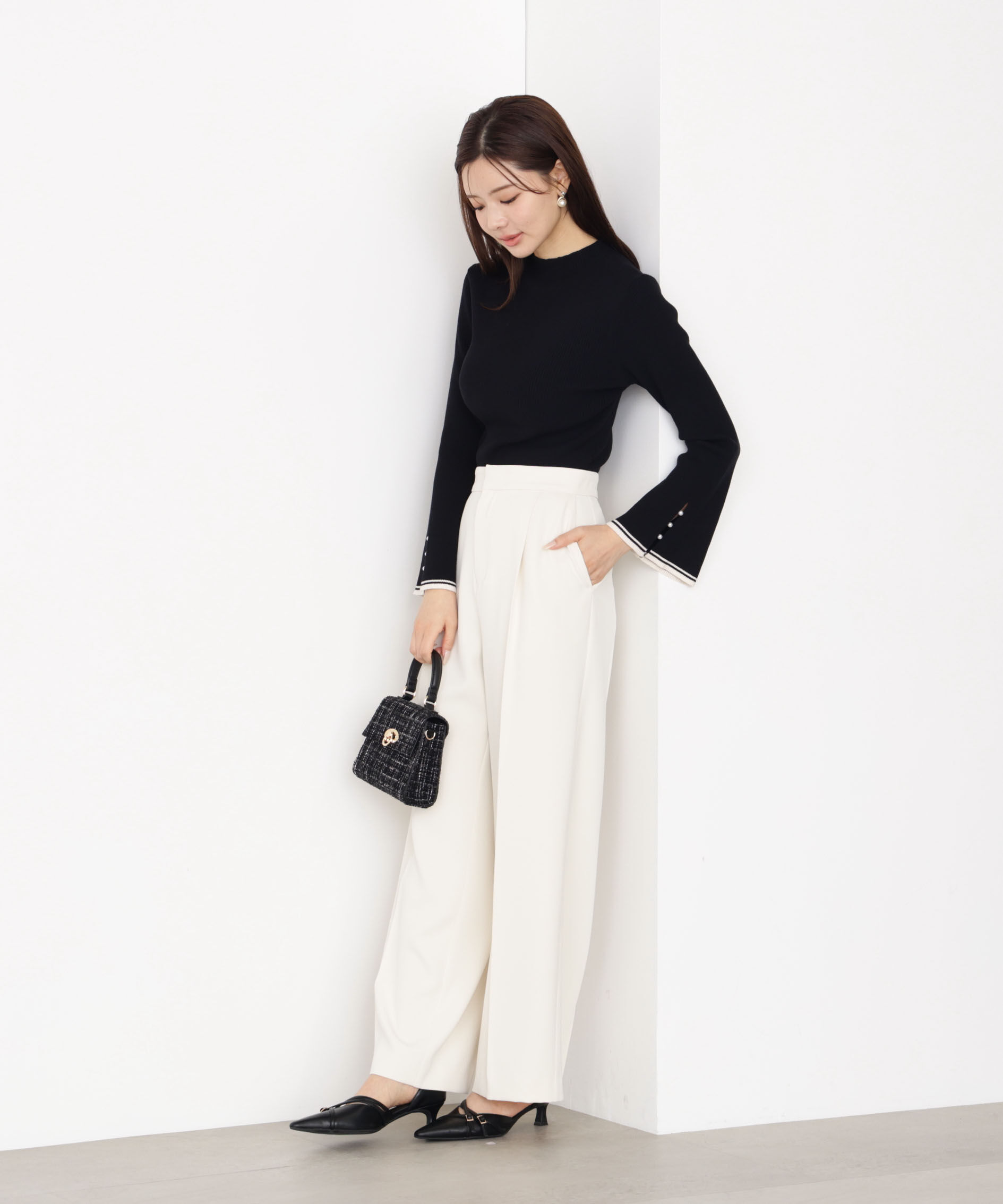 PROPORTION BODY DRESSING「＜ハンドウォッシャブル＞スタンドネックリブニット 25AW」|ニット・セーター|