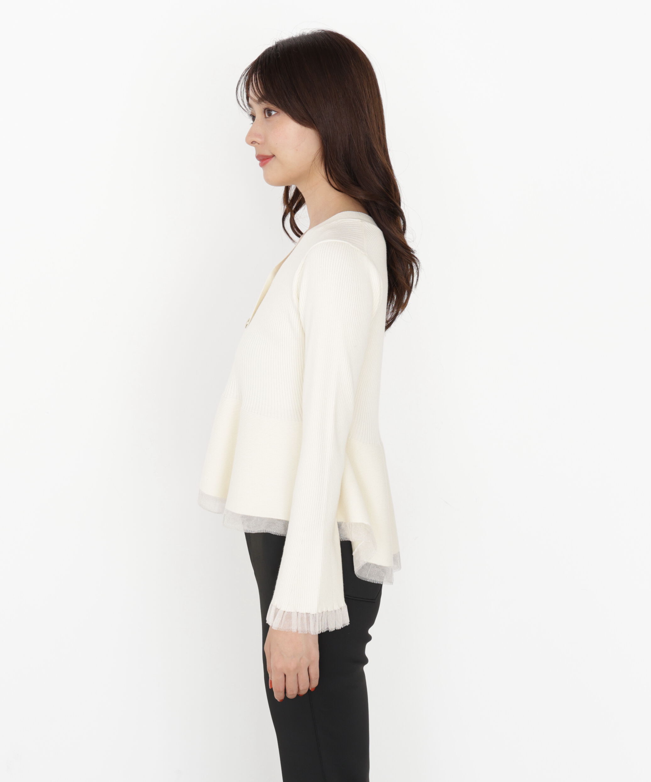 PROPORTION BODY DRESSING「シアー切り替えペプラムニット 25AW」|ニット・セーター|