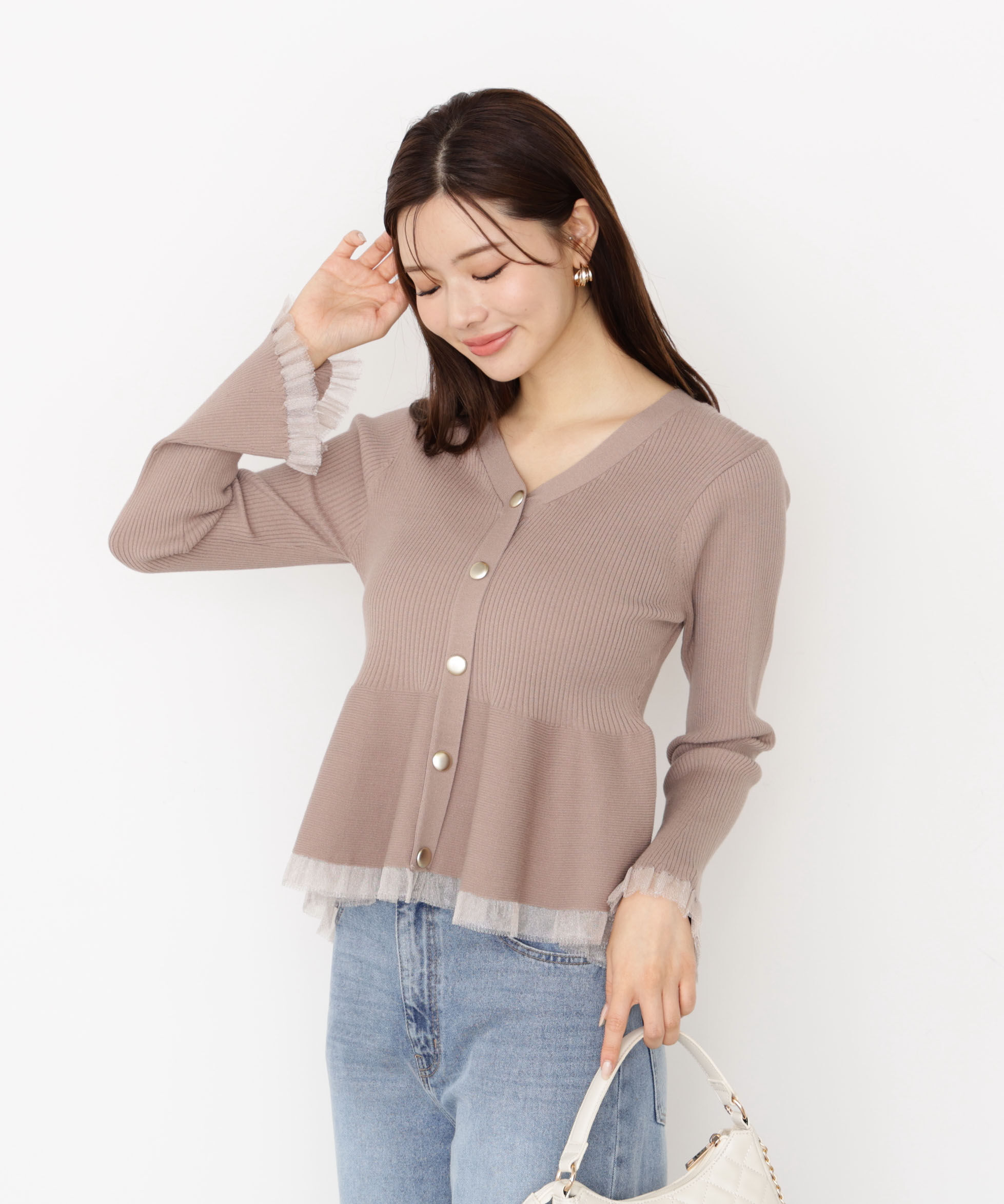 PROPORTION BODY DRESSING「シアー切り替えペプラムニット 25AW」|ニット・セーター|