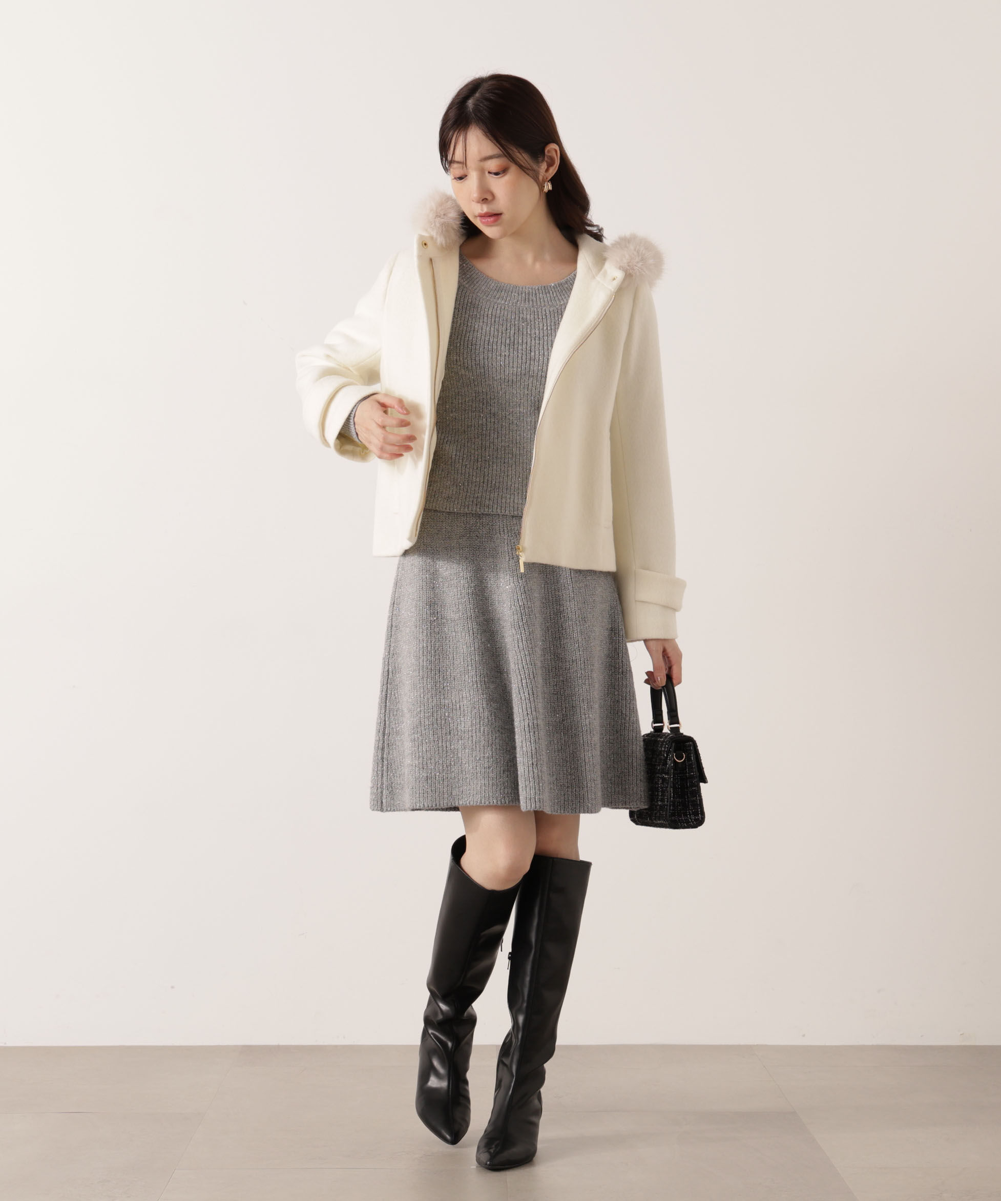 PROPORTION BODY DRESSING「モッサフードフェイクファーショートコート 25AW」|ブルゾン・スタジャン|