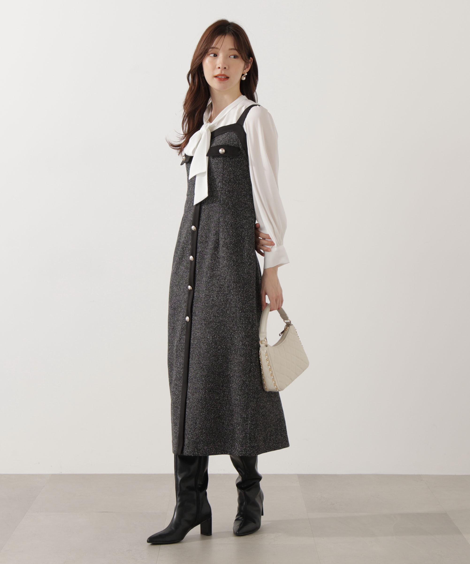 PROPORTION BODY DRESSING「ツイードロングジャンスカ 25AW」|ワンピース|
