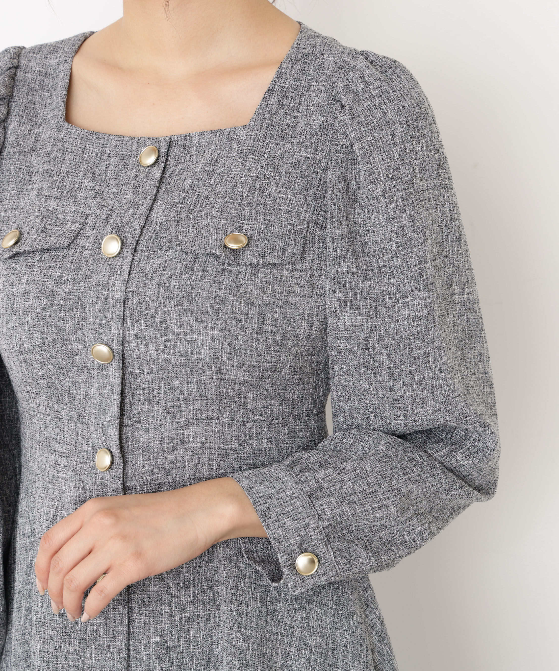PROPORTION BODY DRESSING「フロント釦ツイードワンピース 25AW」|ワンピース|