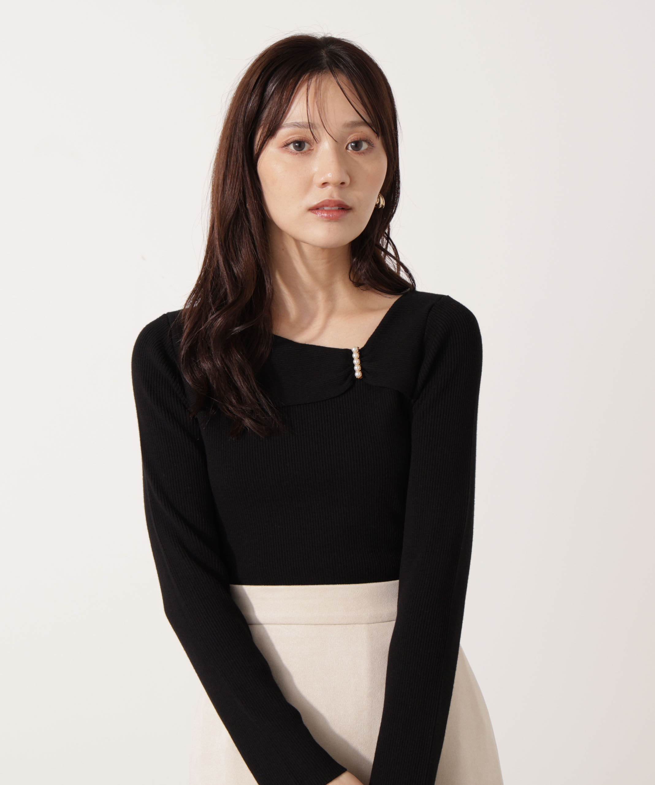 PROPORTION BODY DRESSING「アシメパールデザインニット 25AW」|ニット・セーター|