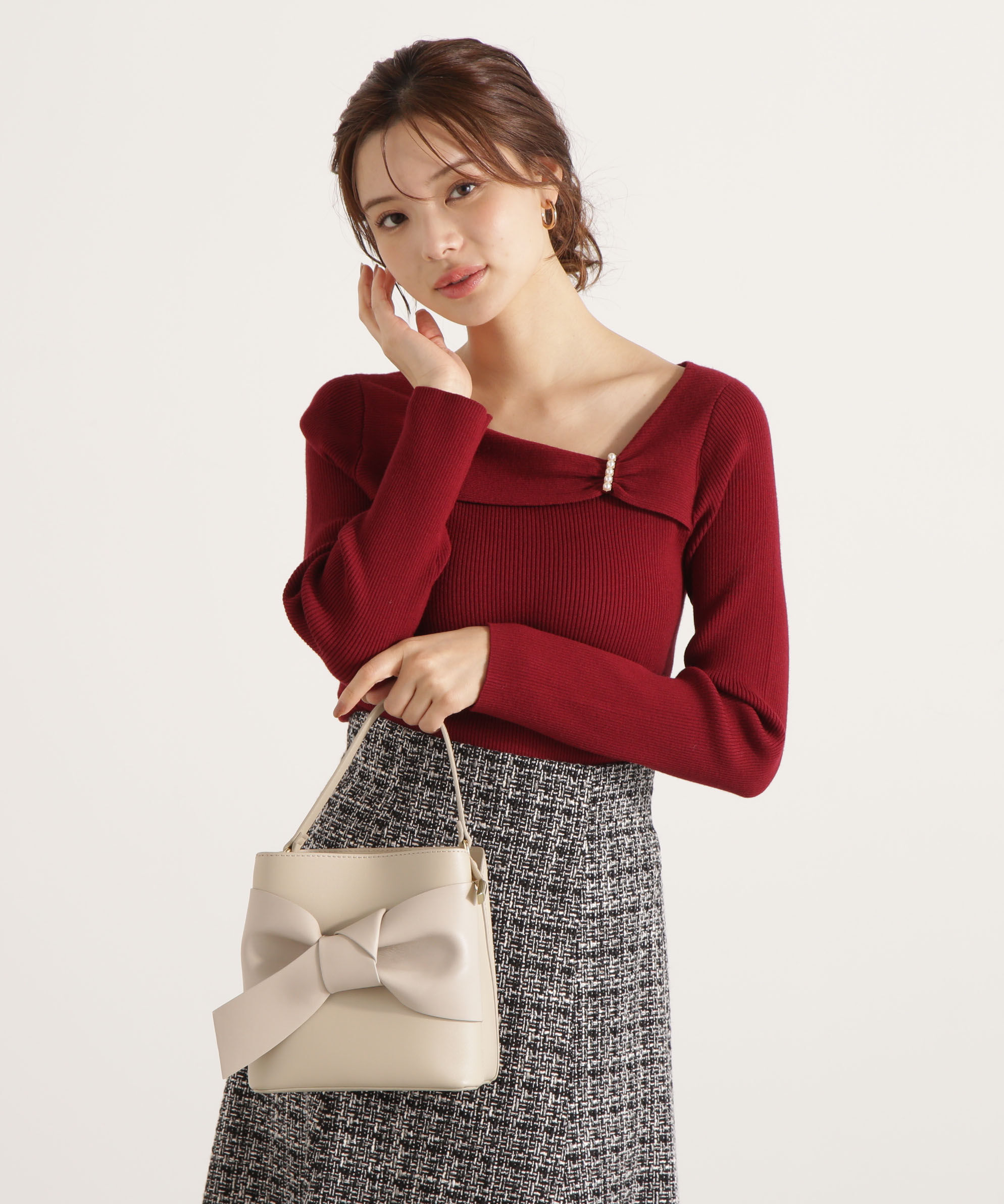 PROPORTION BODY DRESSING「アシメパールデザインニット 25AW」|ニット・セーター|