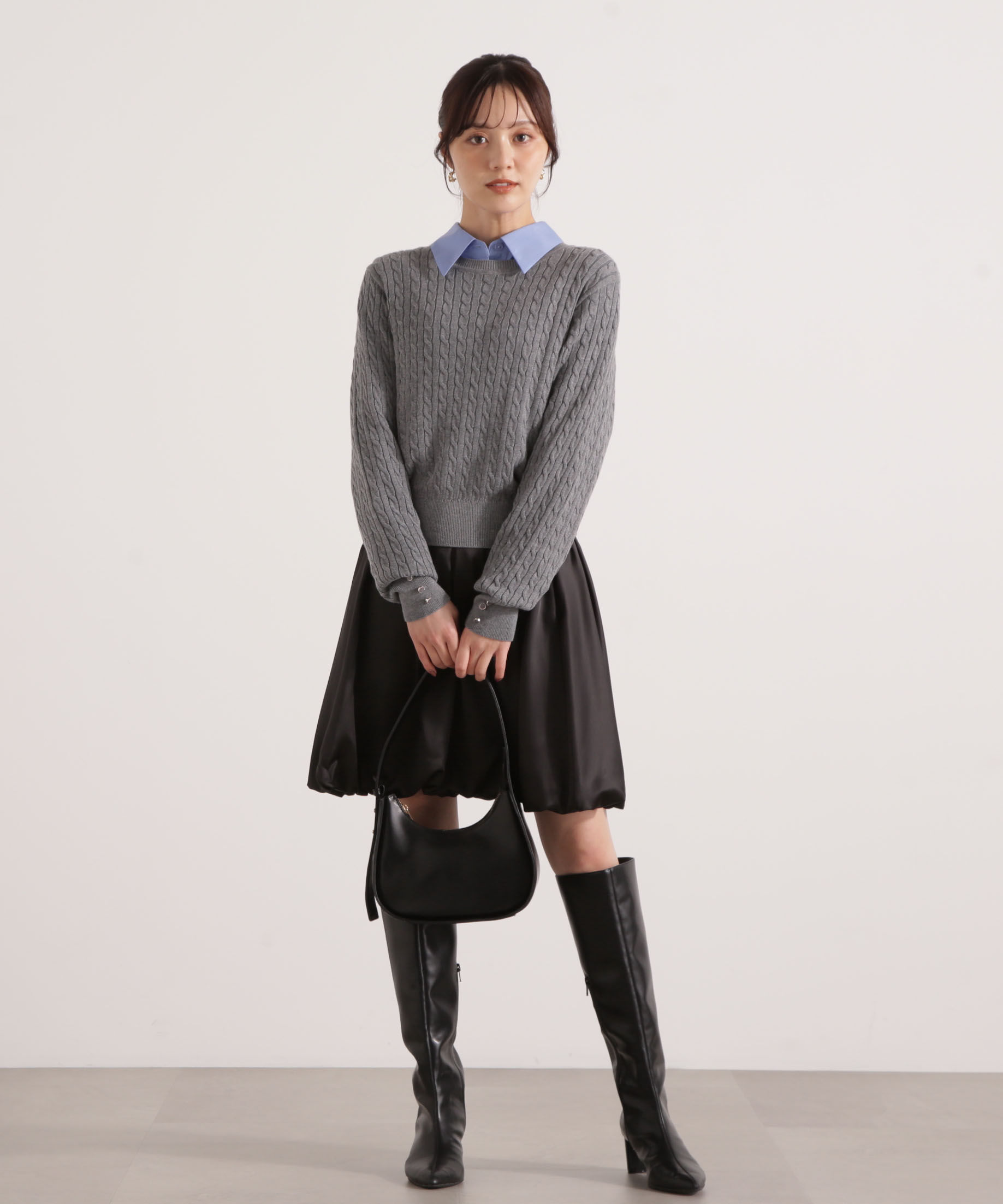 PROPORTION BODY DRESSING「＜ハンドウォッシャブル＞袖釦ミニケーブルニット」|ニット・セーター|