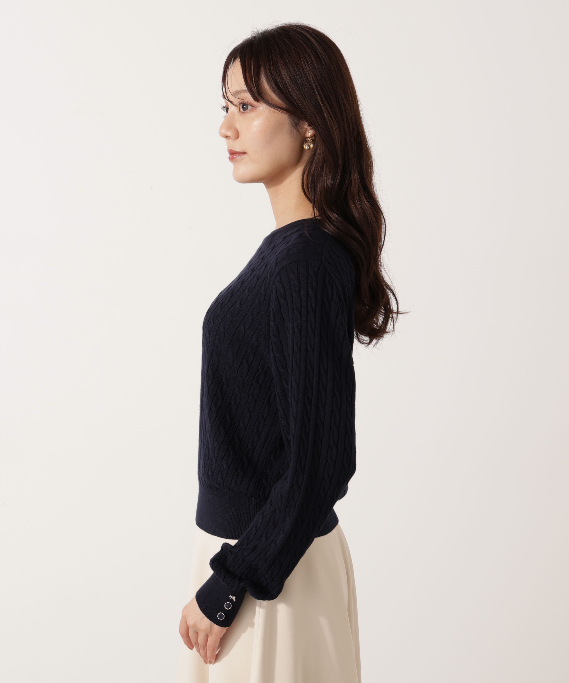 PROPORTION BODY DRESSING「＜ハンドウォッシャブル＞袖釦ミニケーブルニット」|ニット・セーター|