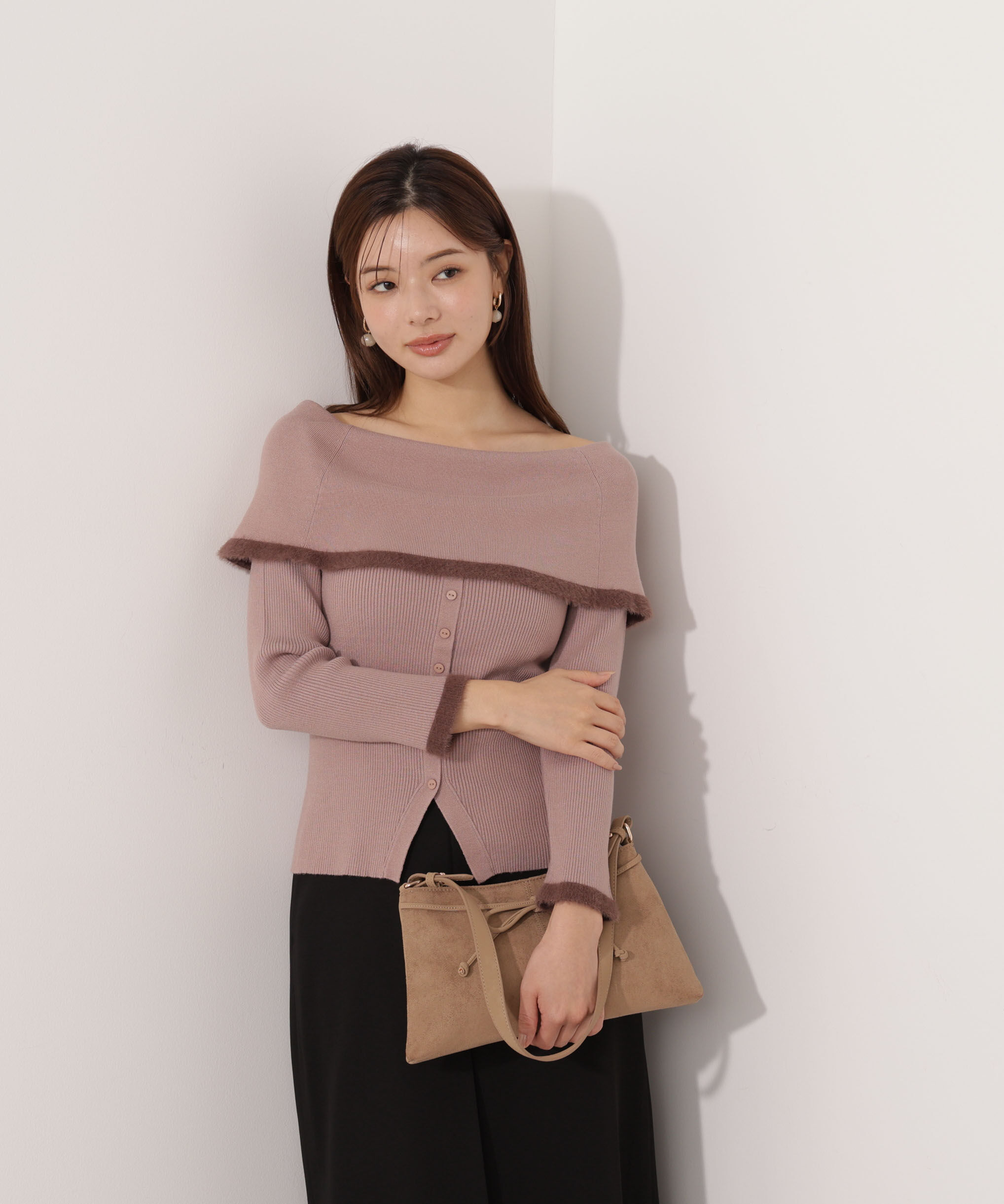 PROPORTION BODY DRESSING「ポイントフェザーオフショルニット」|ニット・セーター|ベージュ