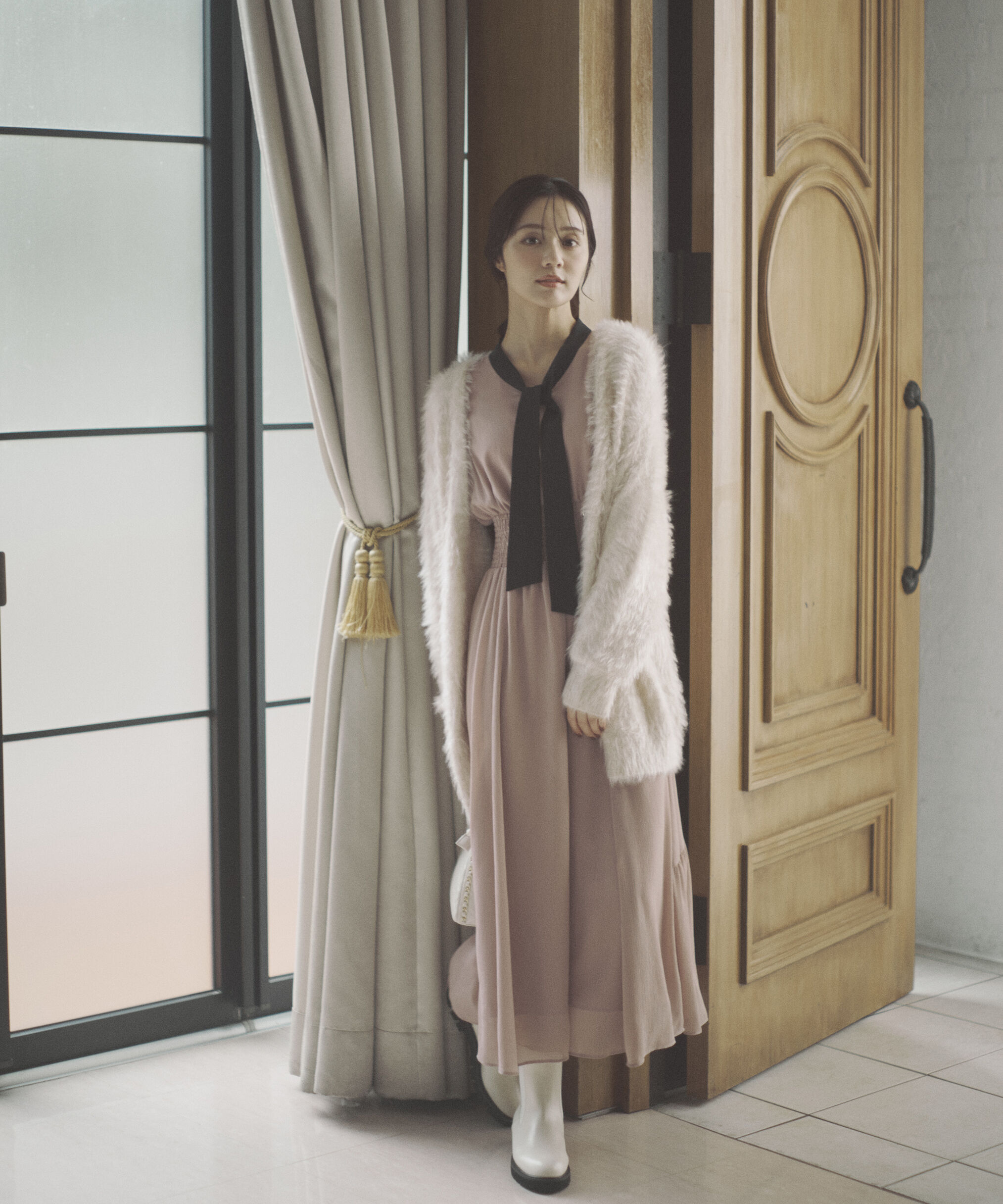 PROPORTION BODY DRESSING「タイ付きウエストシャーリングワンピース」|ワンピース|