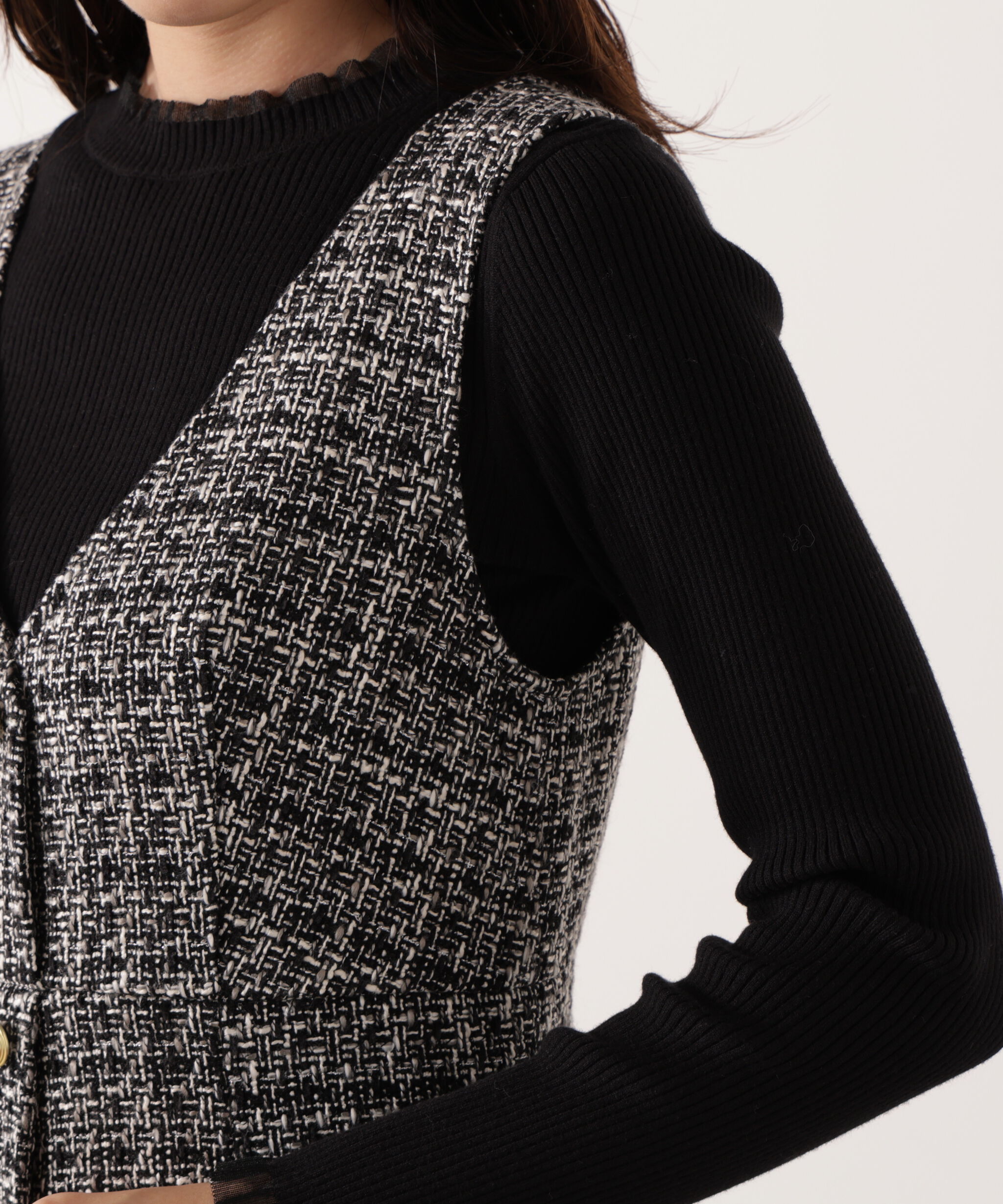 PROPORTION BODY DRESSING「ミックスツイードロングジャンスカ  25AW」|ワンピース|