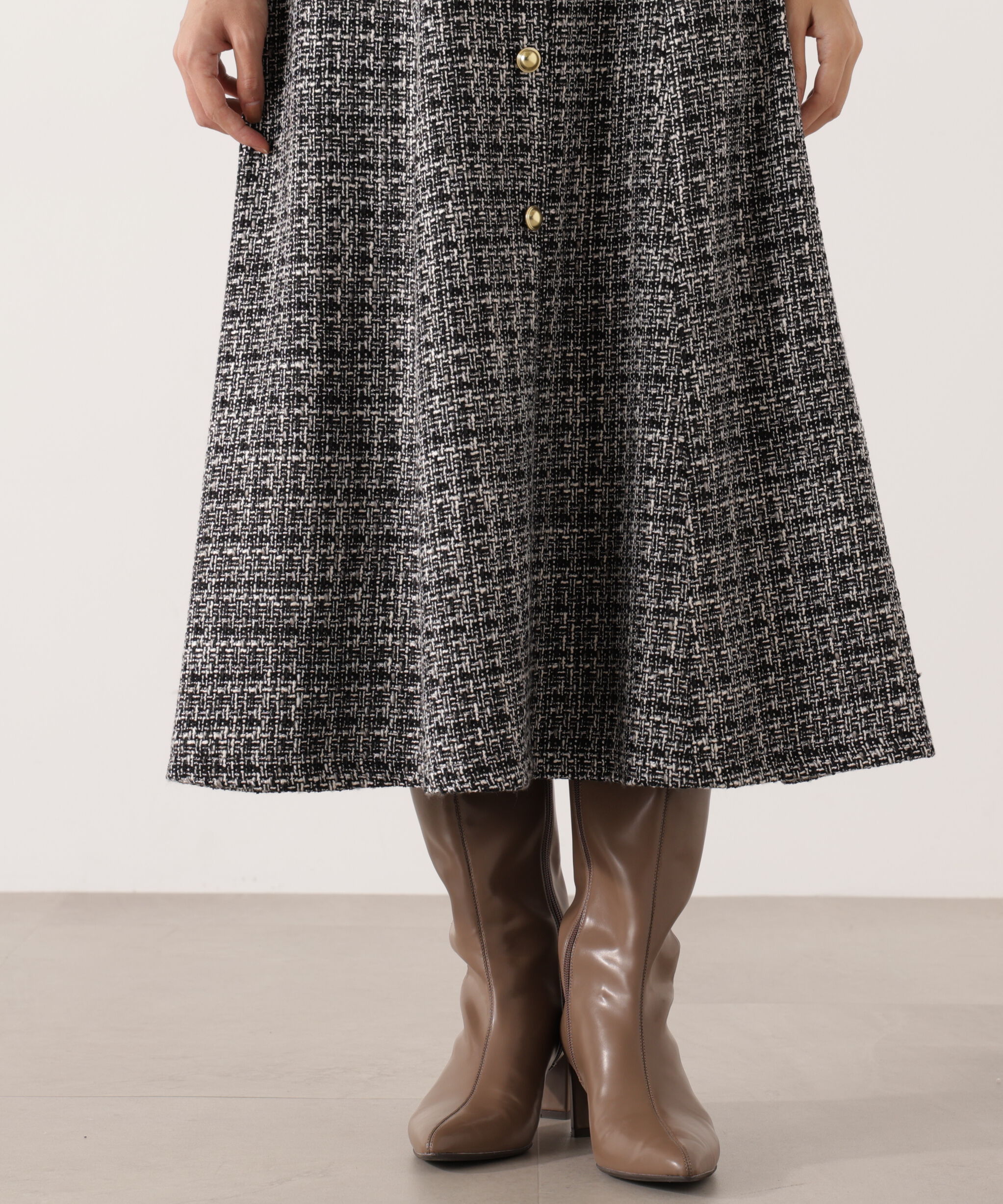 PROPORTION BODY DRESSING「ミックスツイードロングジャンスカ  25AW」|ワンピース|