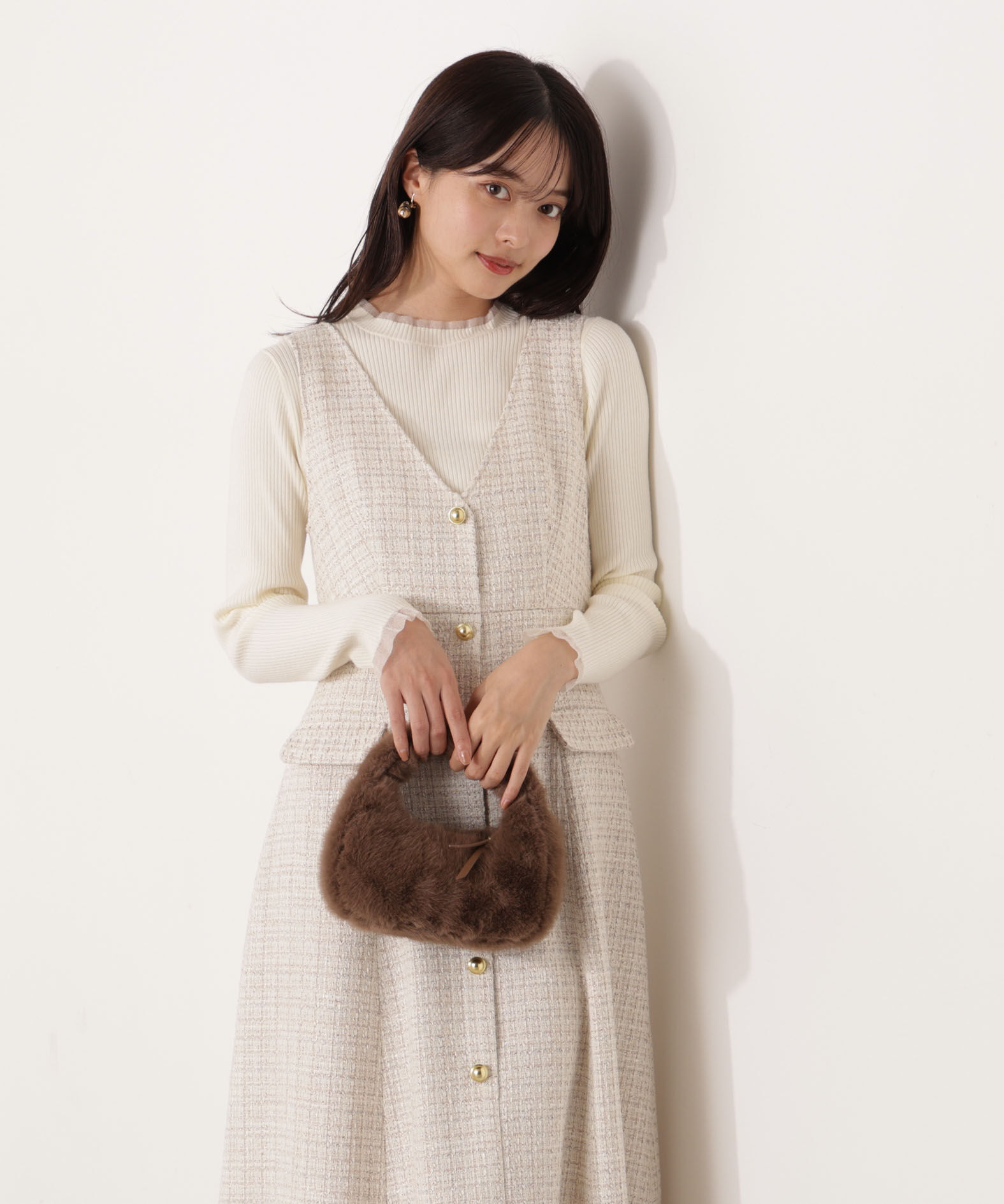 PROPORTION BODY DRESSING「ミックスツイードロングジャンスカ  25AW」|ワンピース|