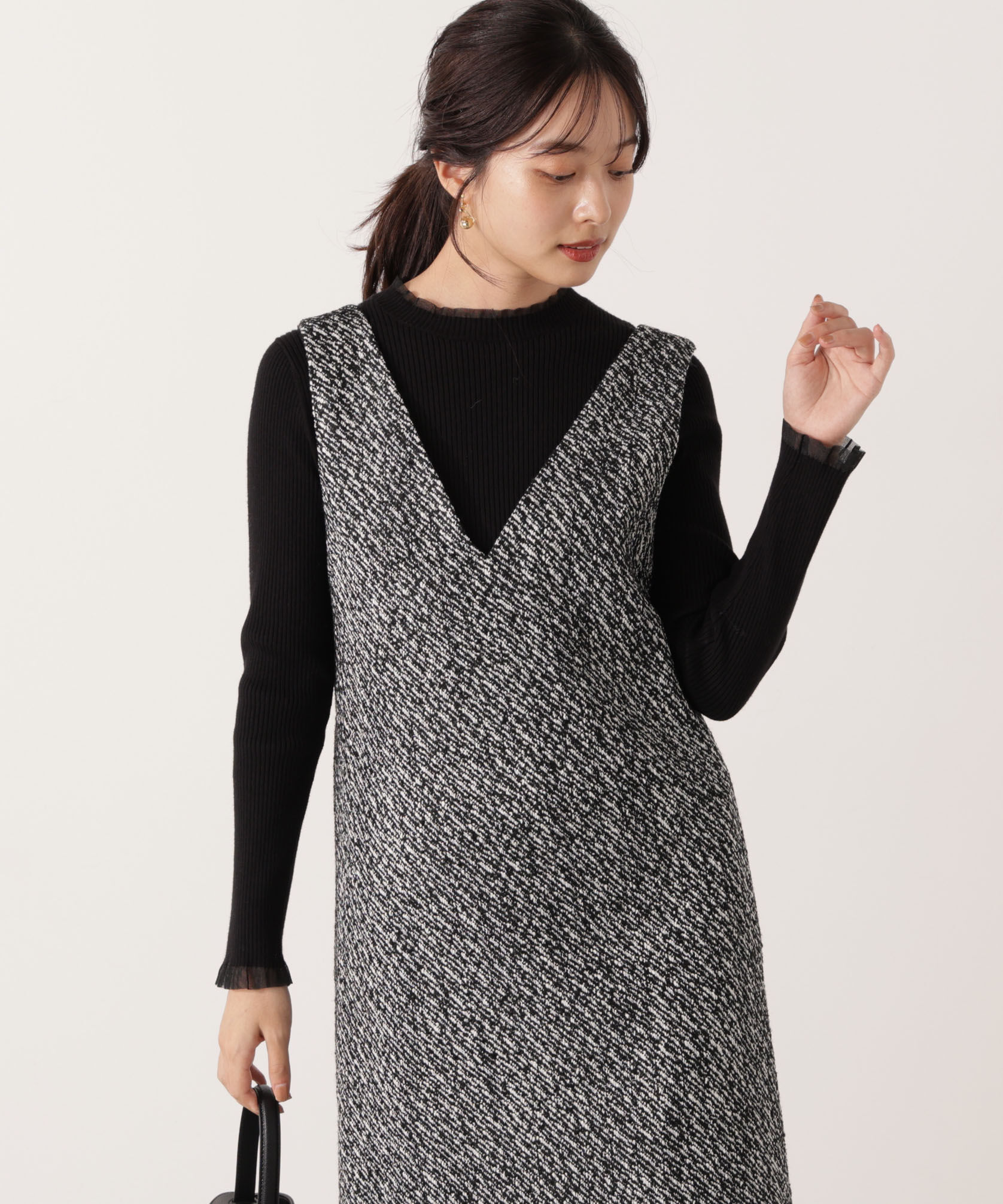 PROPORTION BODY DRESSING「部分シアーリブニット 25AW 」|ニット・セーター|