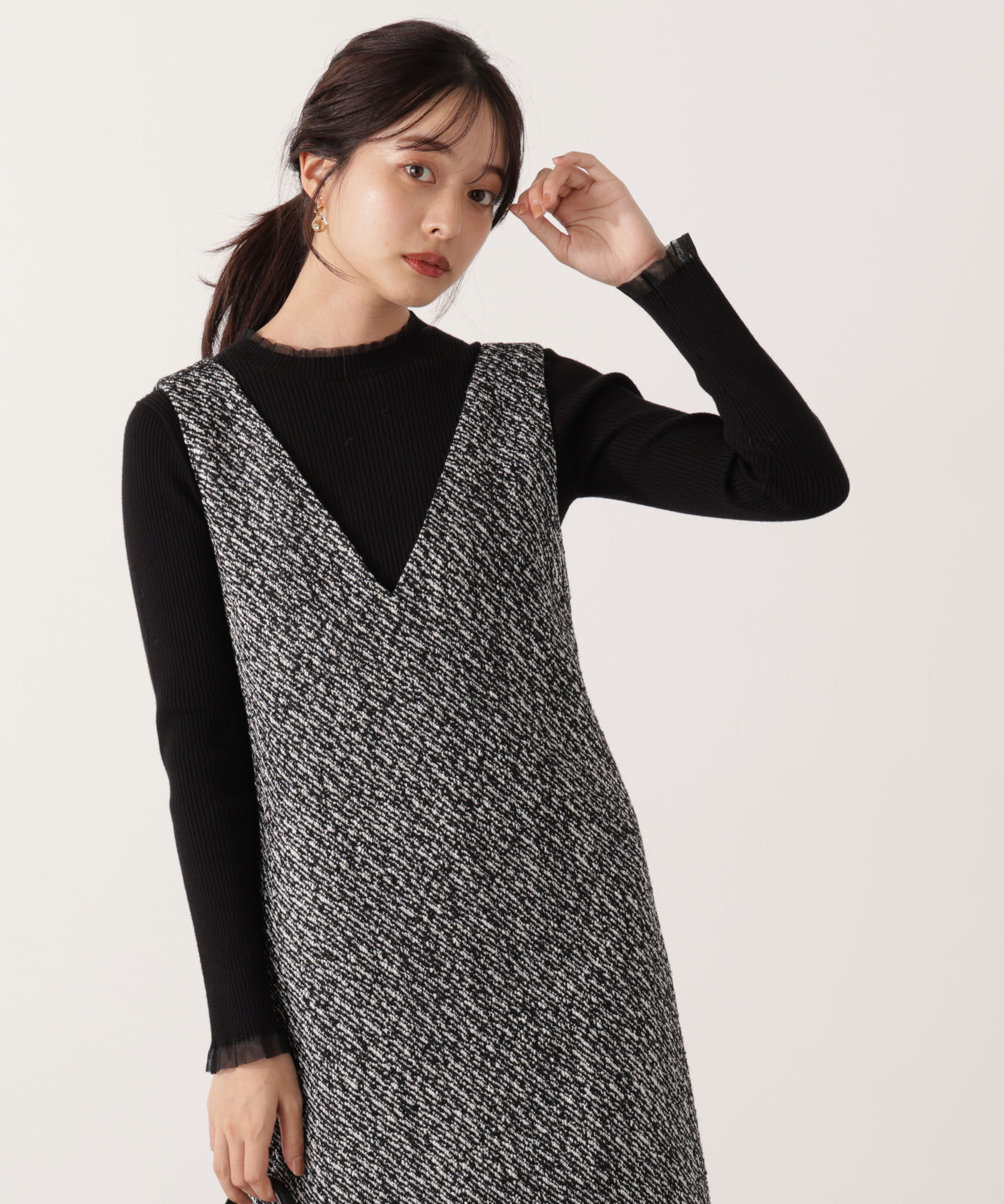 PROPORTION BODY DRESSING「部分シアーリブニット 25AW 」|ニット・セーター|