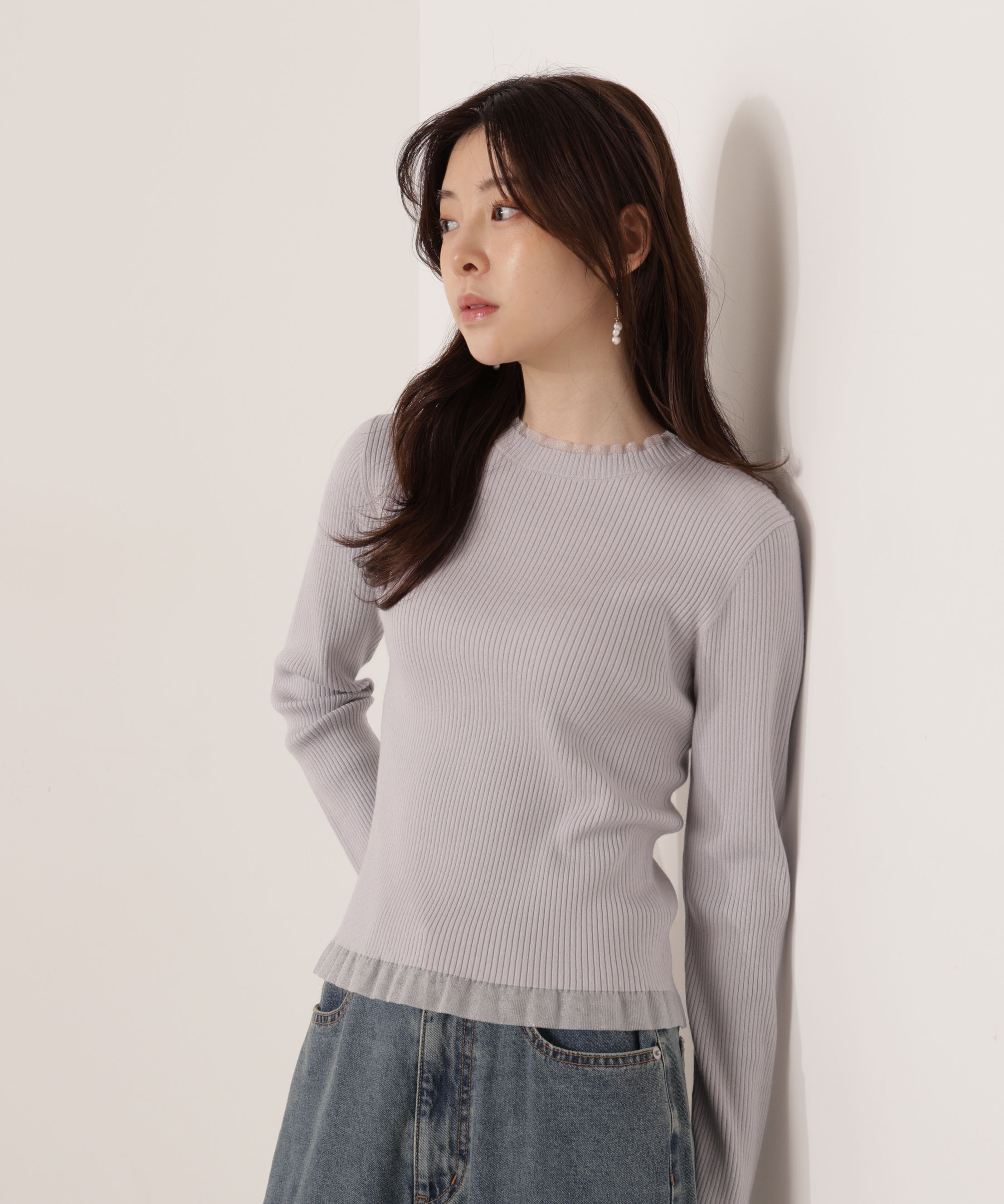 PROPORTION BODY DRESSING「部分シアーリブニット 25AW 」|ニット・セーター|