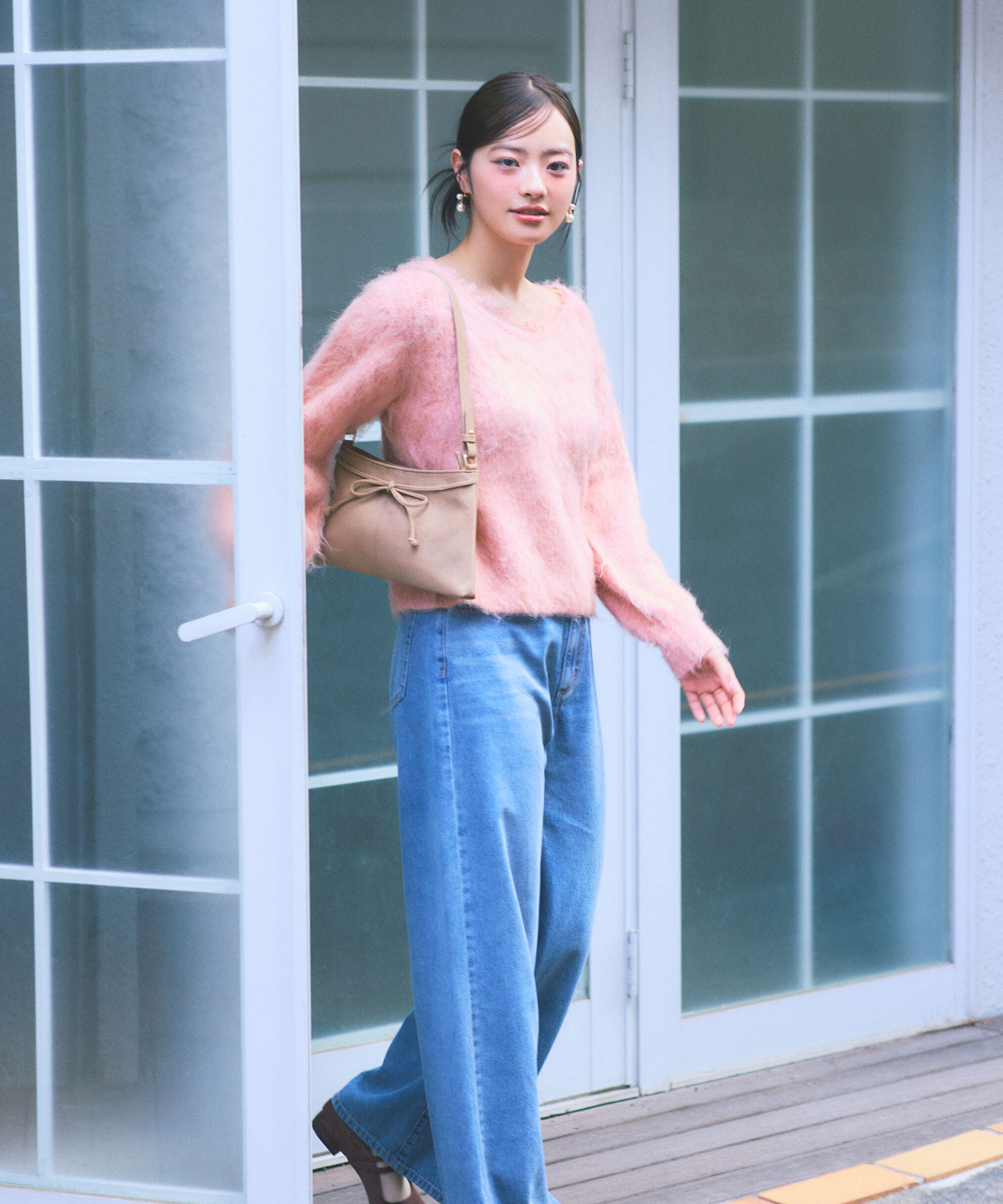 PROPORTION BODY DRESSING「襟元レースニットトップ 25AW」|ニット・セーター|