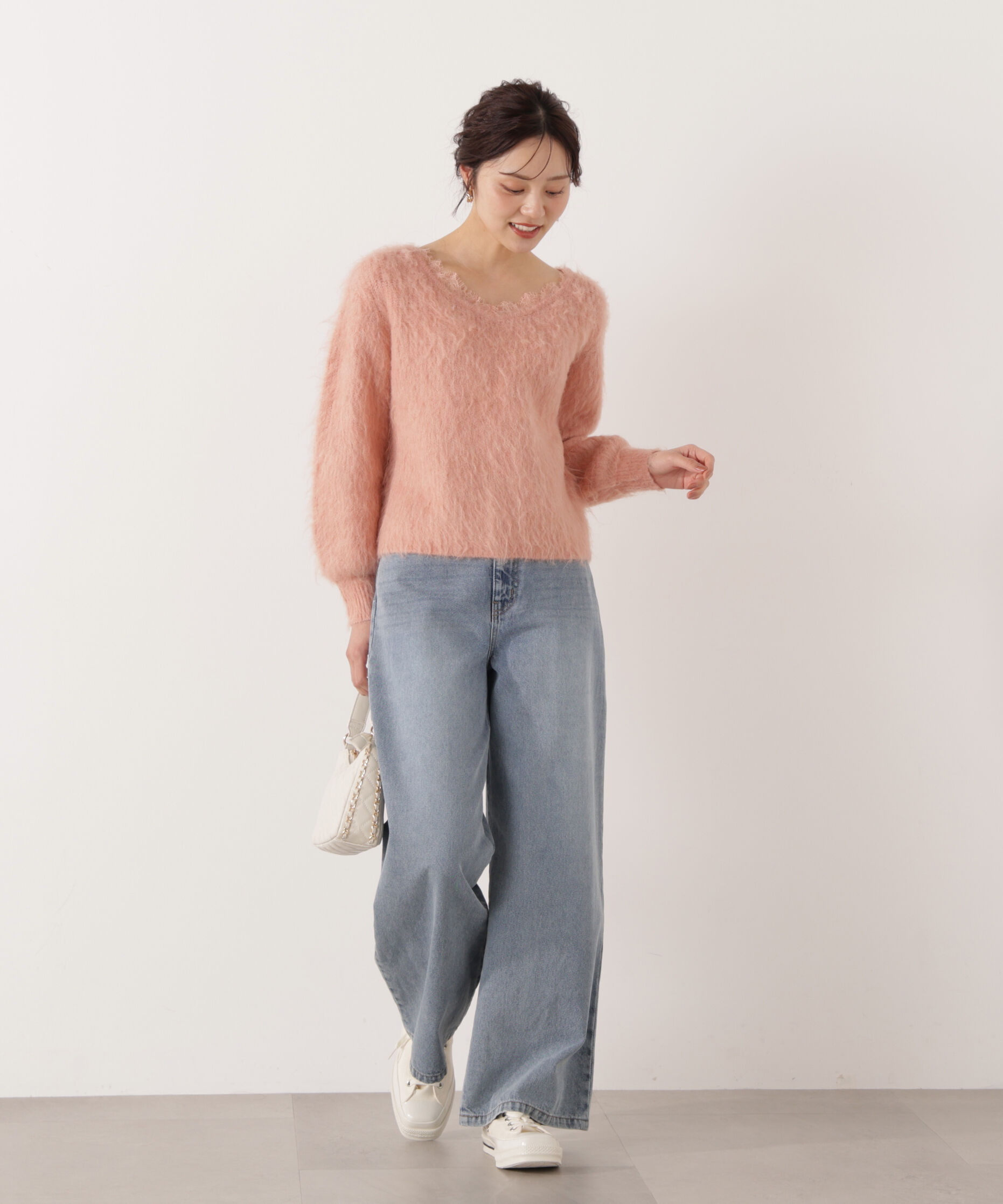 PROPORTION BODY DRESSING「襟元レースニットトップ 25AW」|ニット・セーター|