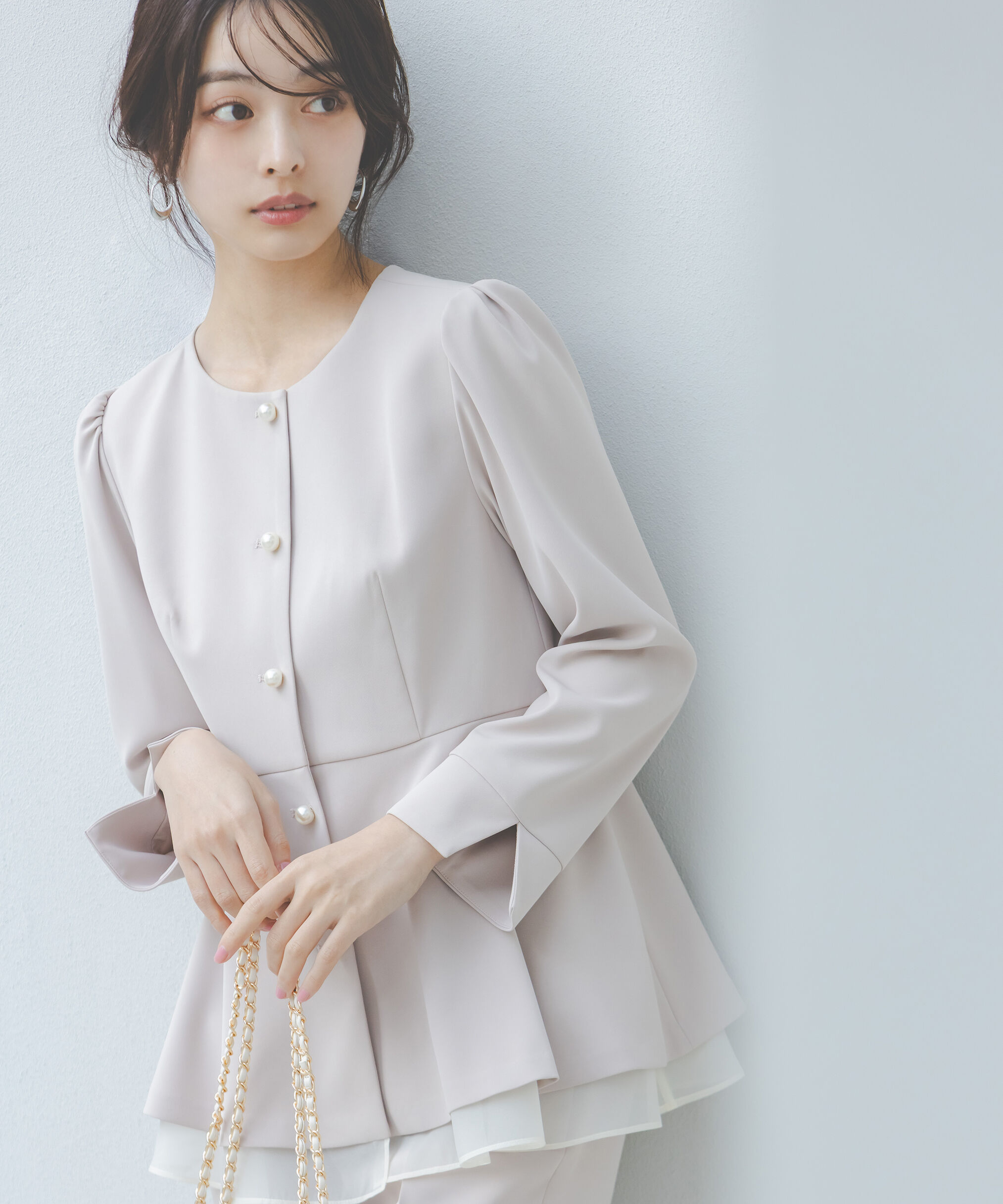 PROPORTION BODY DRESSING「＜セットアップ対応＞ペプラムジャケット」|ブルゾン・スタジャン|ベージュ