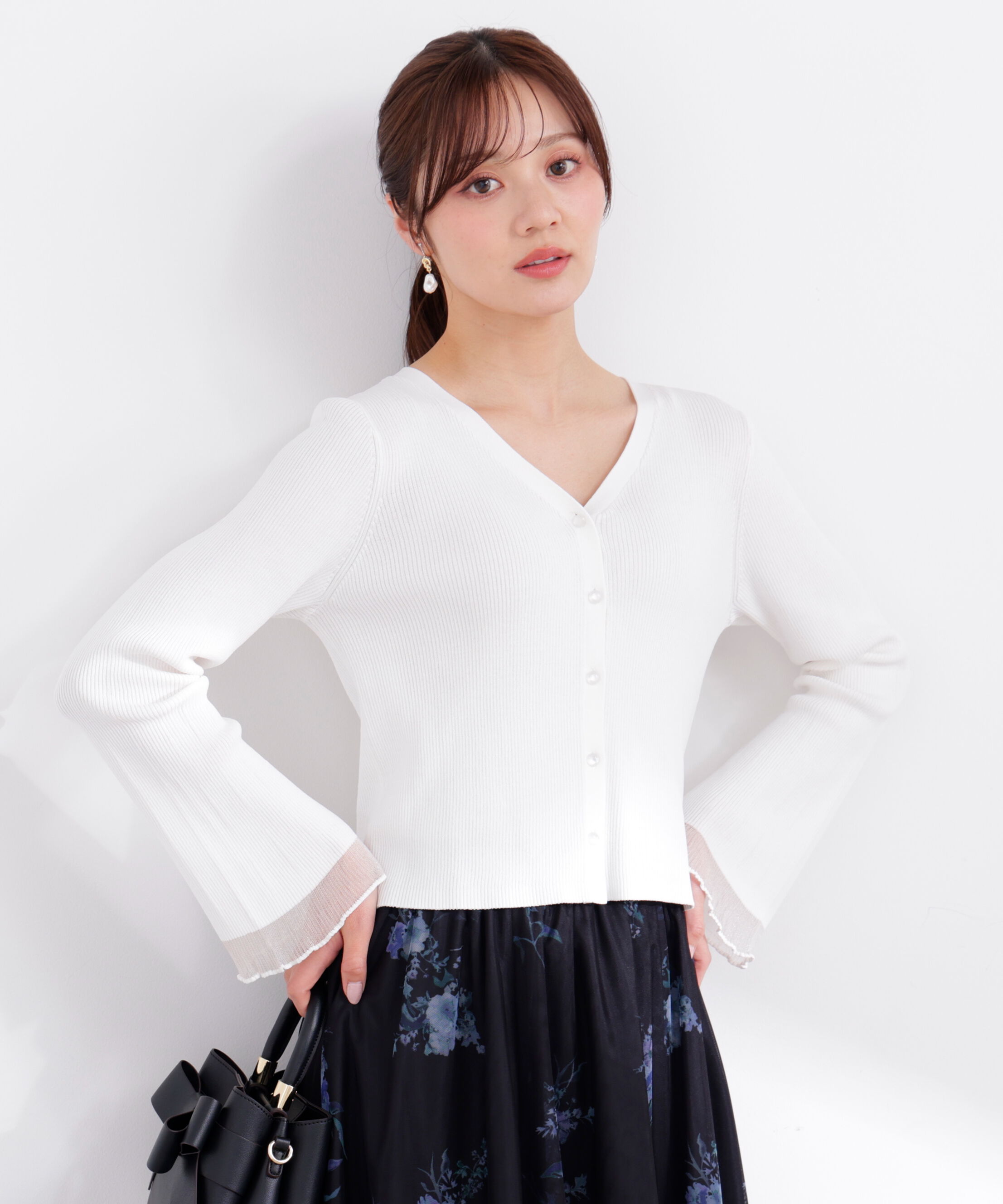 PROPORTION BODY DRESSING「部分シアーリブカーディガン 26SS」|カーディガン|エクリュ1