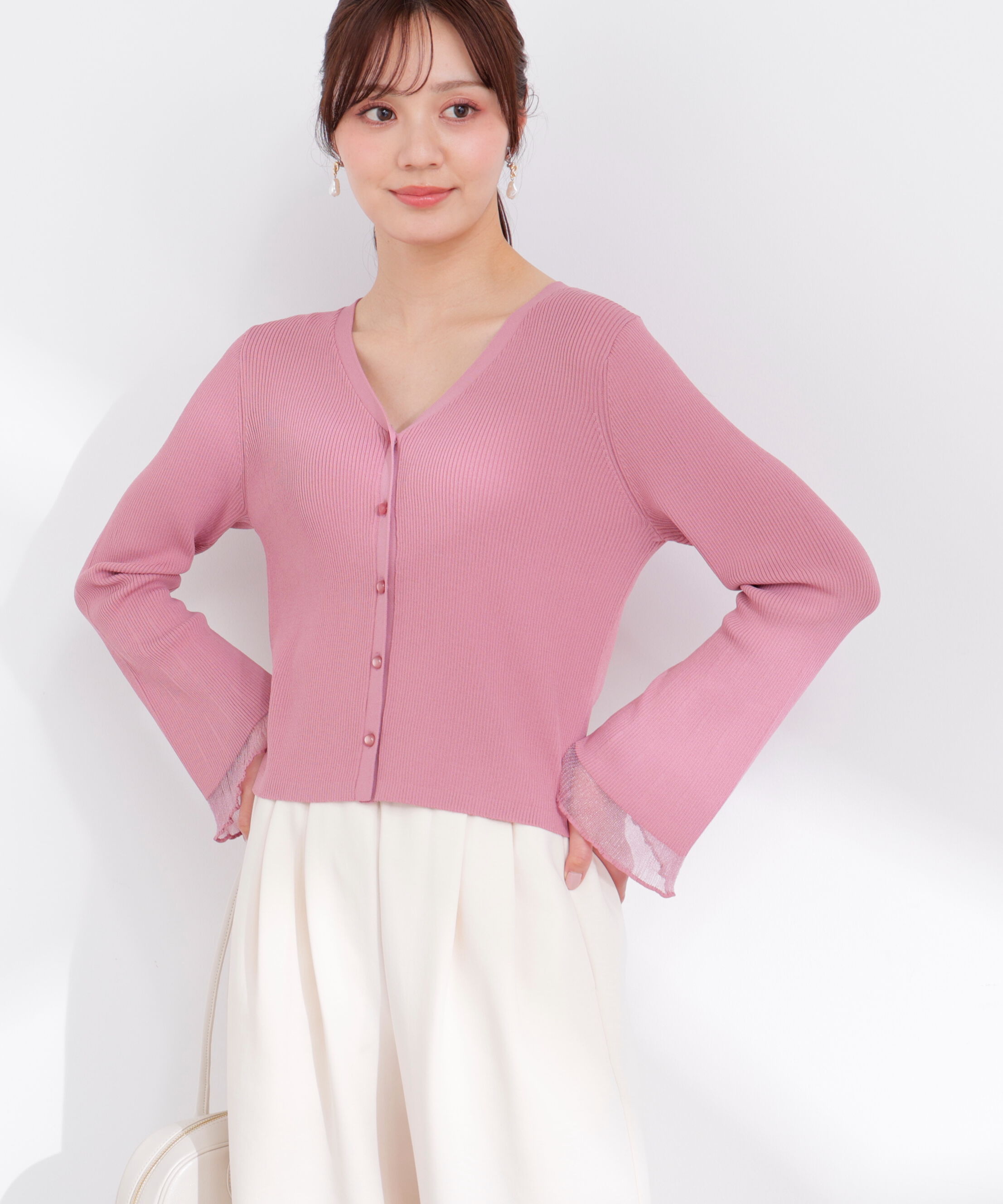 PROPORTION BODY DRESSING「部分シアーリブカーディガン 26SS」|カーディガン|