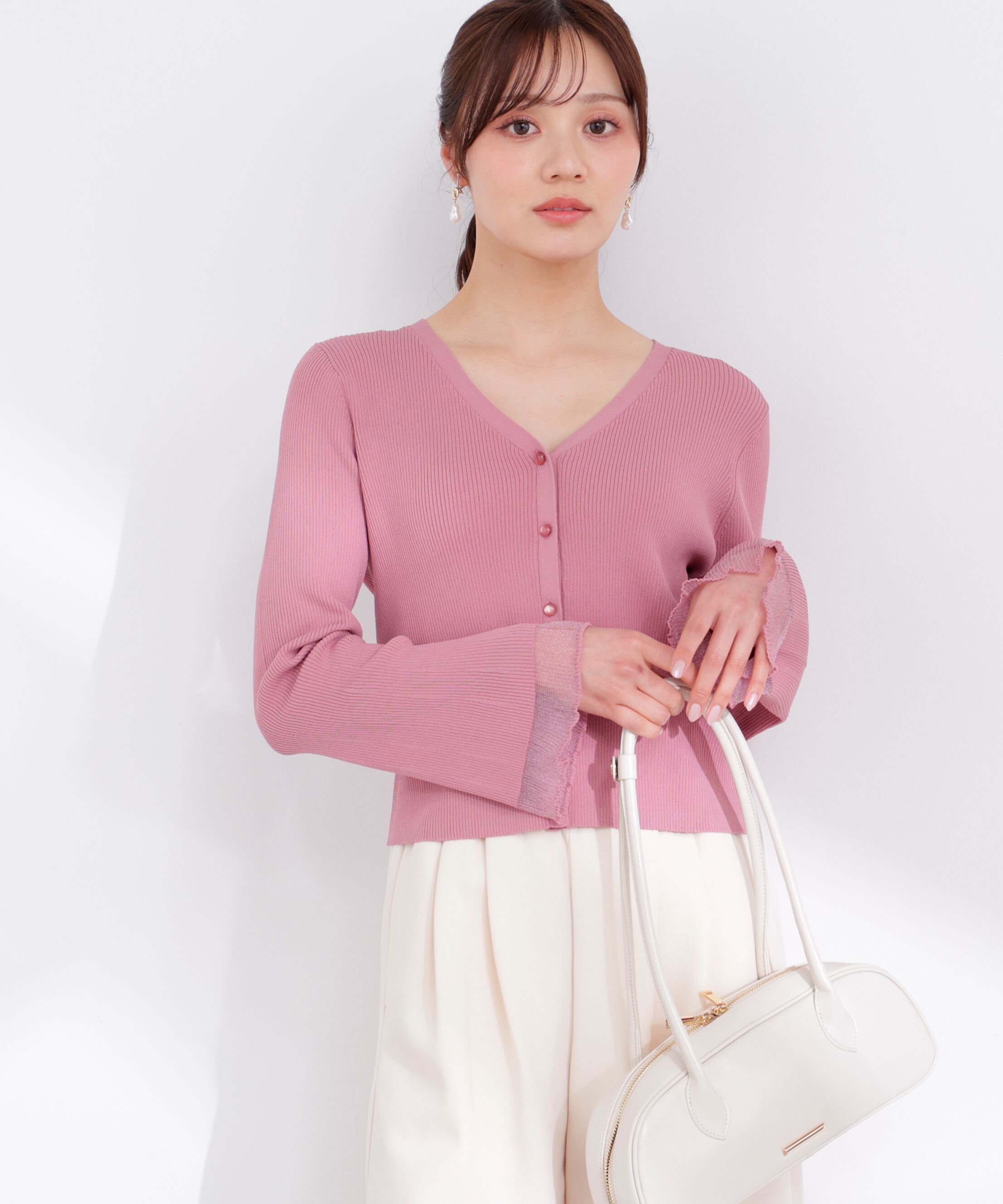 PROPORTION BODY DRESSING「部分シアーリブカーディガン 26SS」|カーディガン|