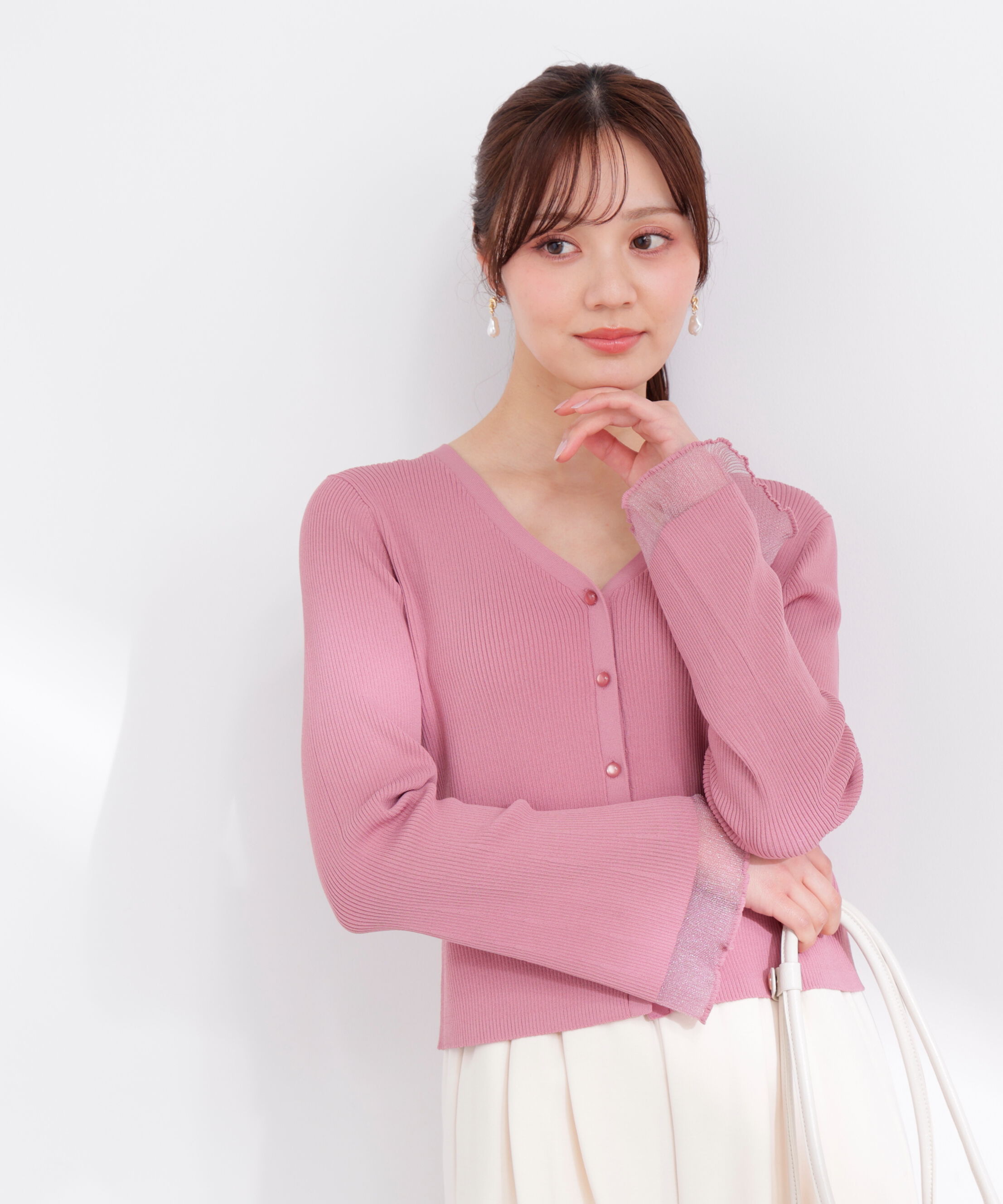 PROPORTION BODY DRESSING「部分シアーリブカーディガン 26SS」|カーディガン|