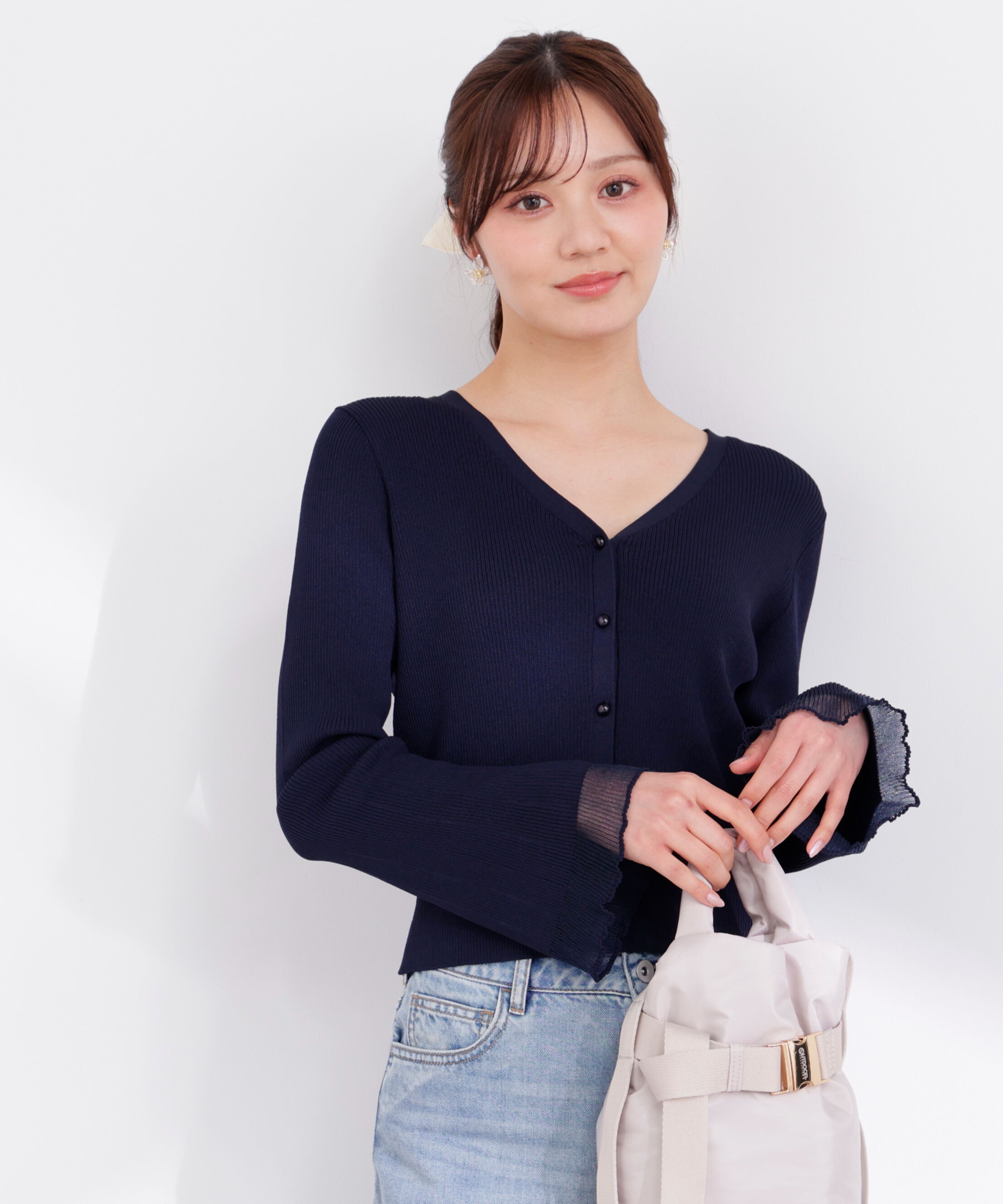 PROPORTION BODY DRESSING「部分シアーリブカーディガン 26SS」|カーディガン|